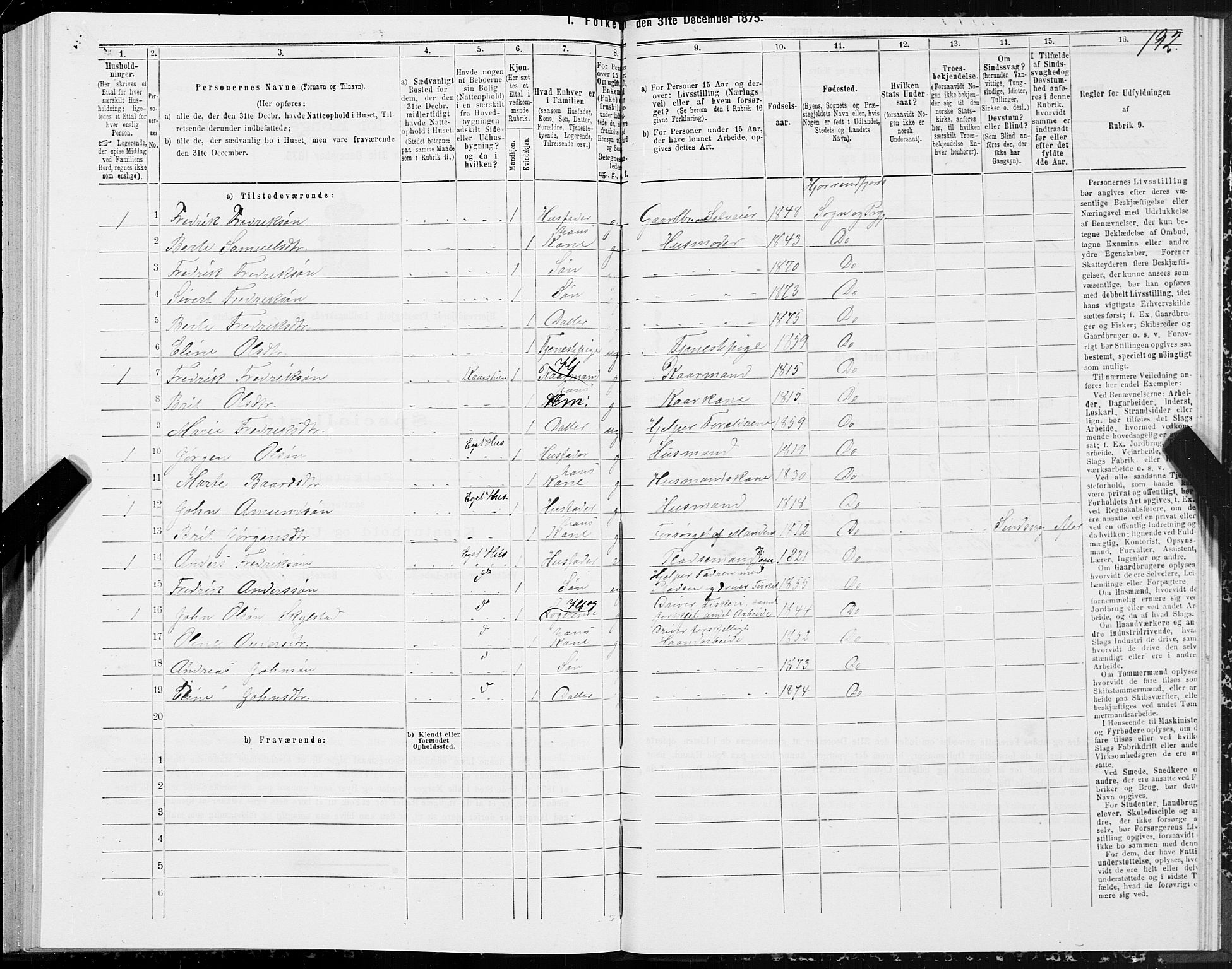 SAT, 1875 census for 1522P Hjørundfjord, 1875, p. 1192