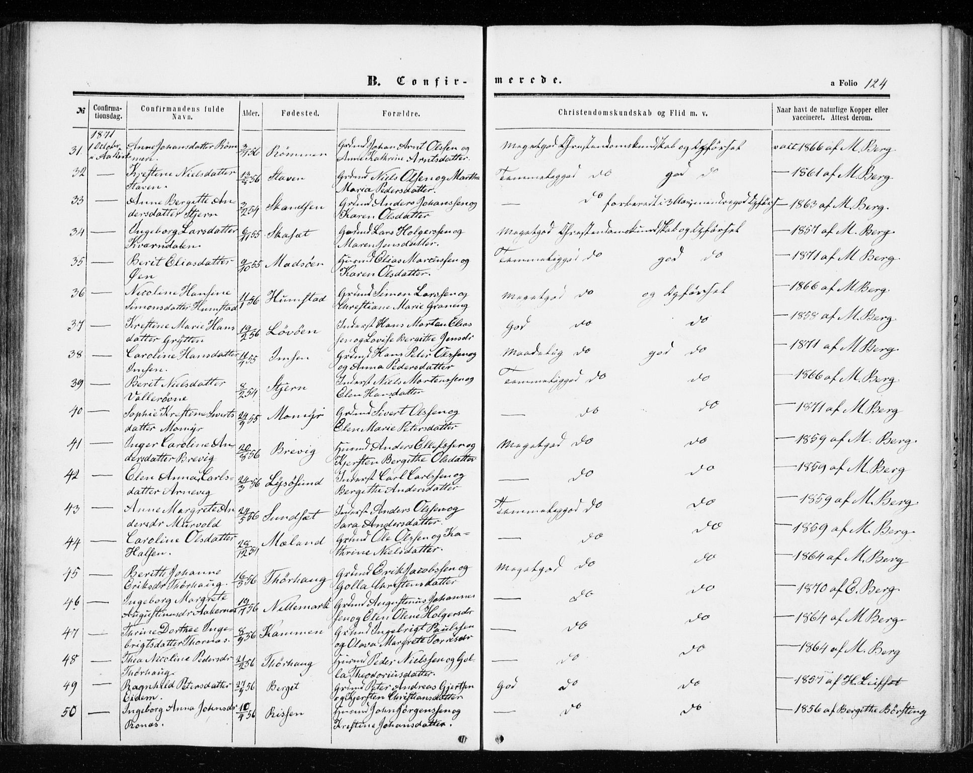 Ministerialprotokoller, klokkerbøker og fødselsregistre - Sør-Trøndelag, AV/SAT-A-1456/655/L0678: Parish register (official) no. 655A07, 1861-1873, p. 124