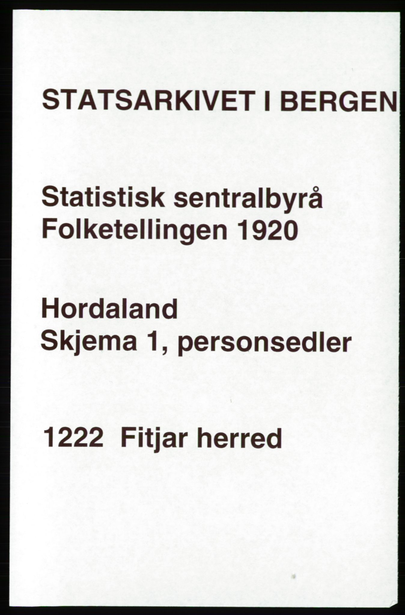 SAB, 1920 census for Fitjar, 1920, p. 946