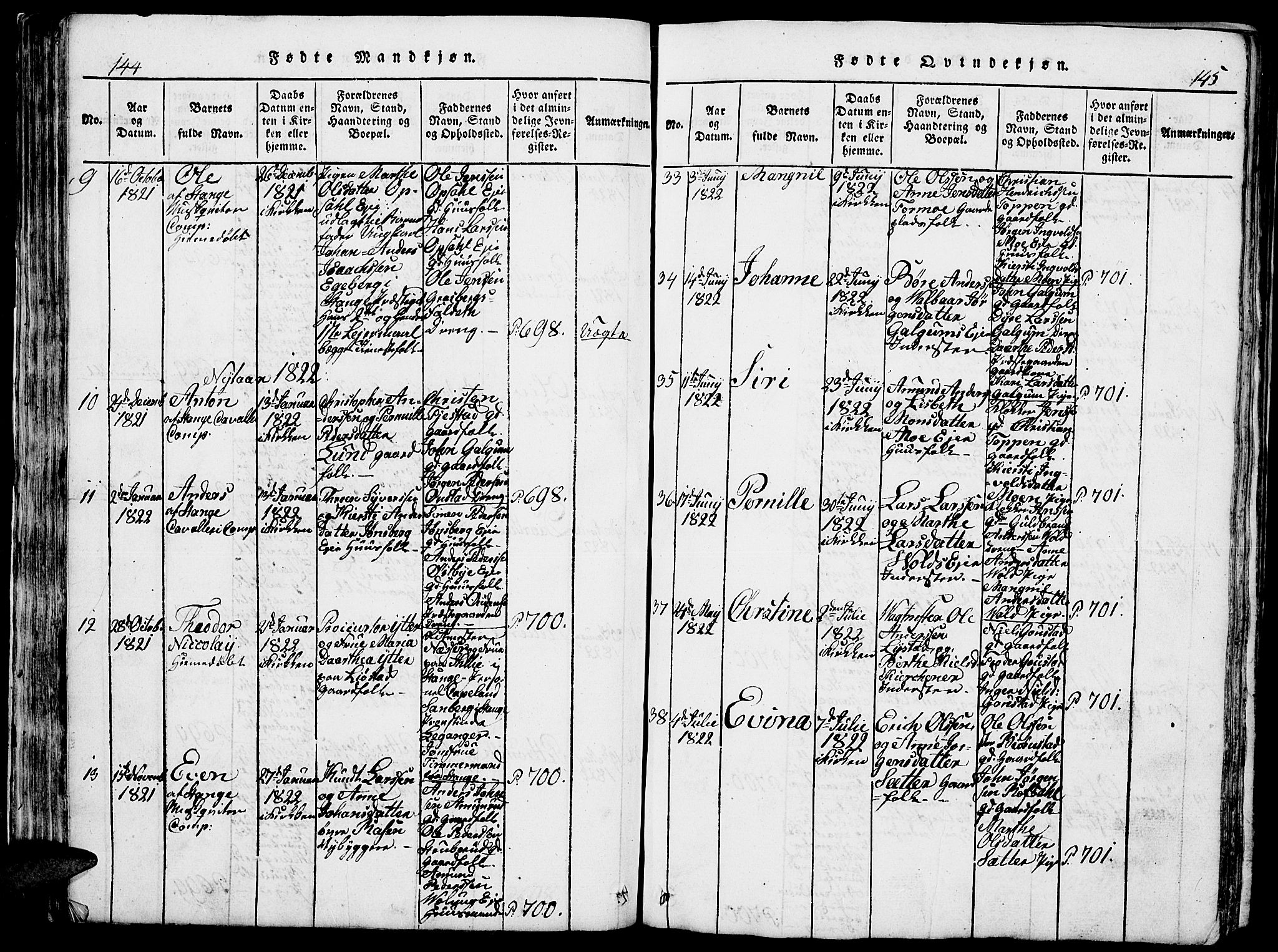 Romedal prestekontor, AV/SAH-PREST-004/L/L0005: Parish register (copy) no. 5, 1814-1829, p. 144-145