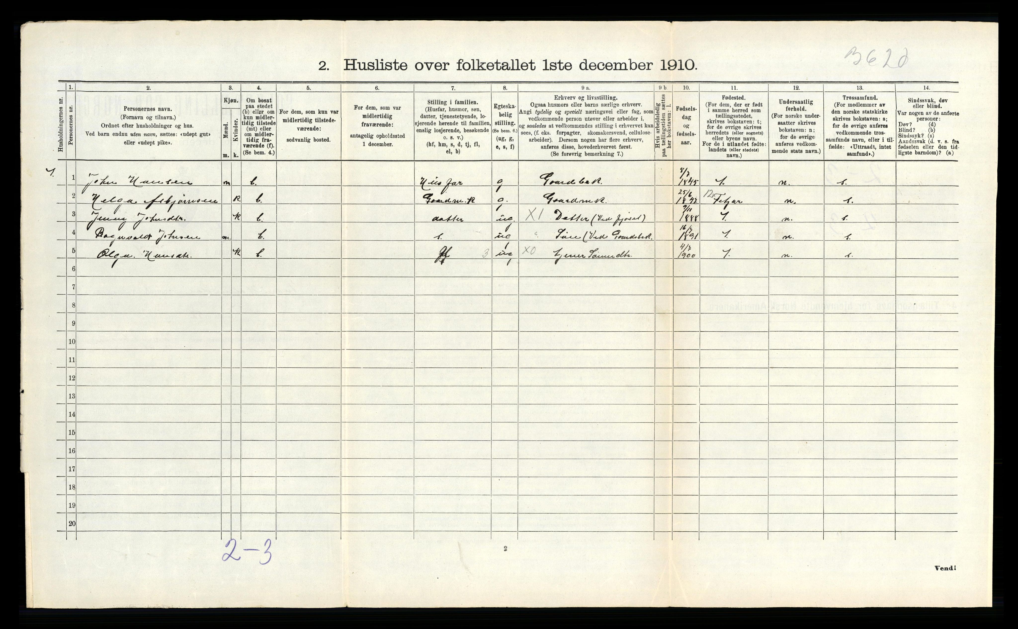 RA, 1910 census for Indre Holmedal, 1910, p. 429