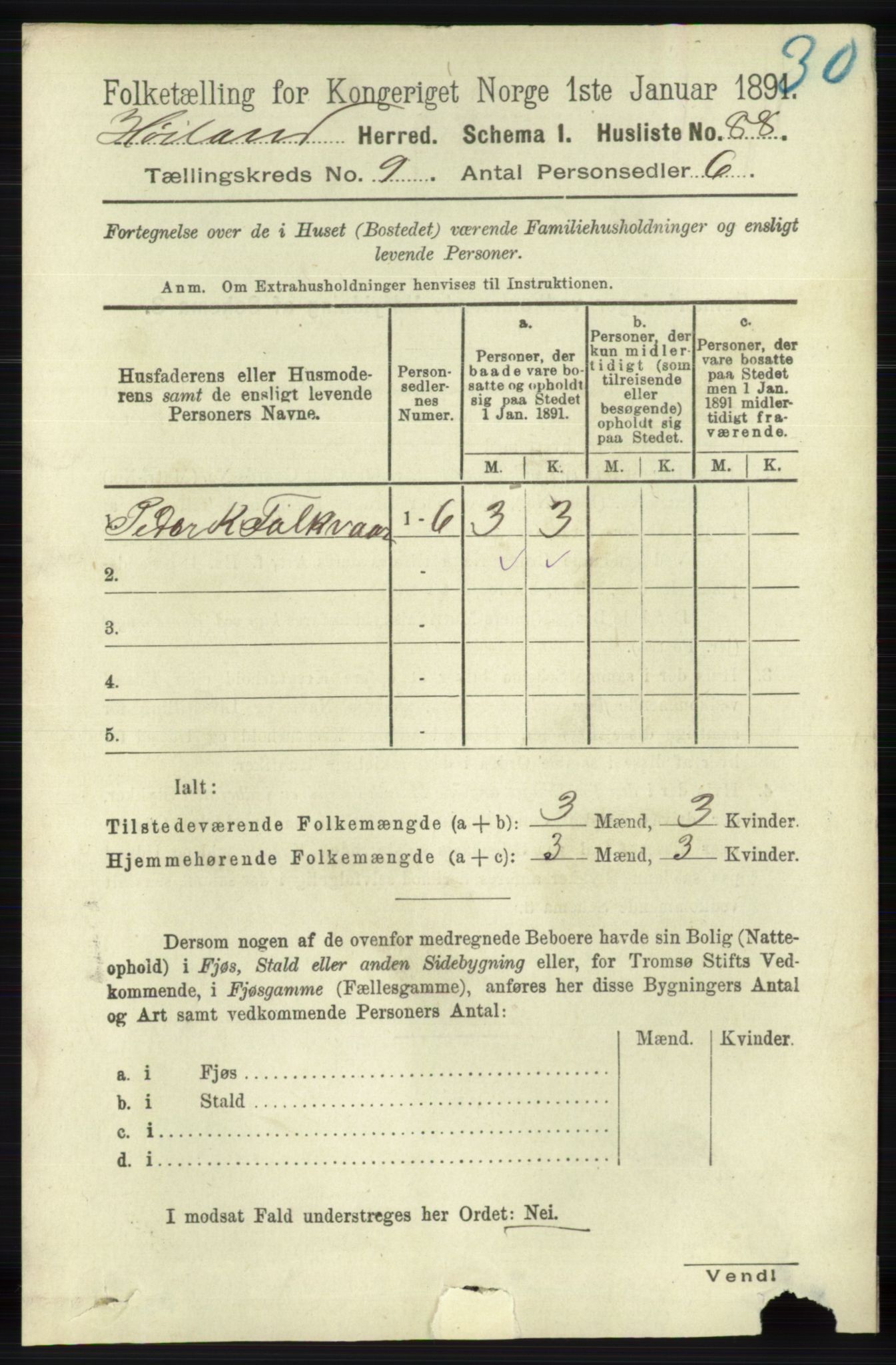 RA, 1891 census for 1123 Høyland, 1891, p. 3546