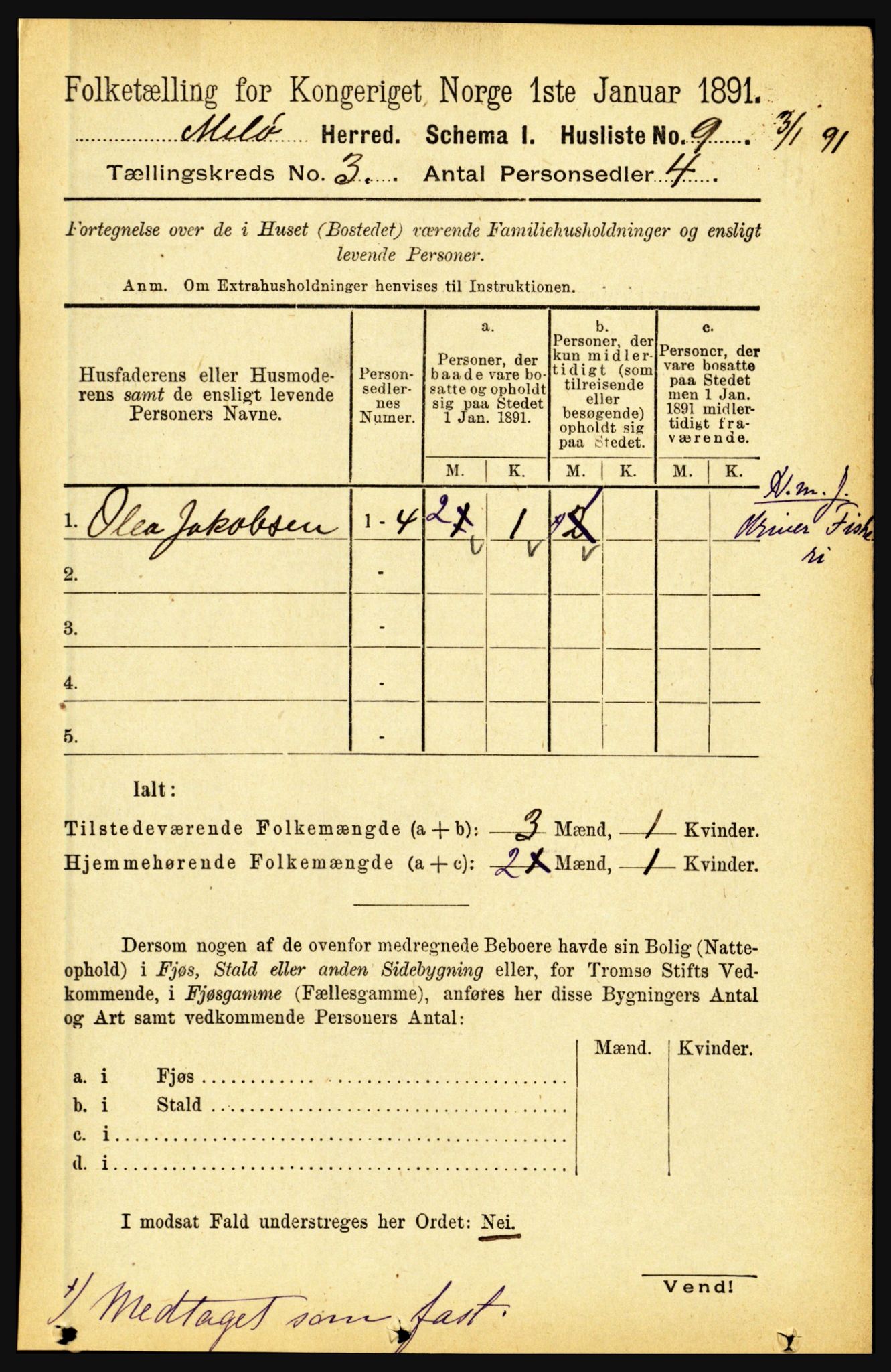 RA, 1891 census for 1837 Meløy, 1891, p. 854