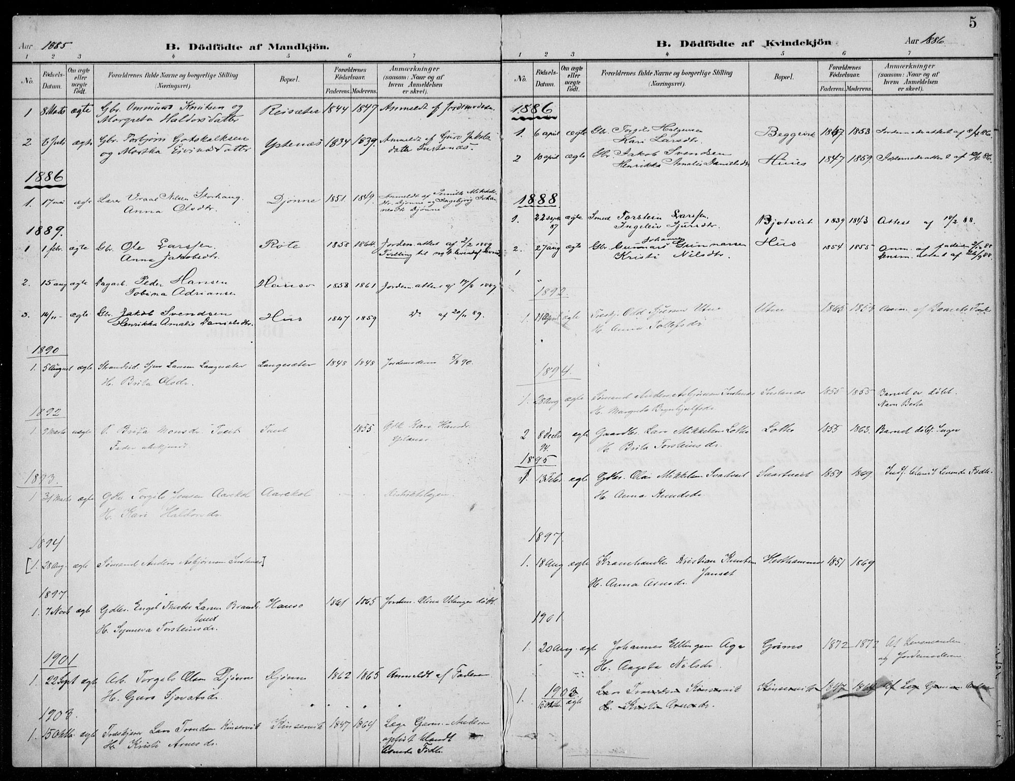 Ullensvang sokneprestembete, SAB/A-78701/H/Haa: Parish register (official) no. E  3, 1883-1916, p. 5