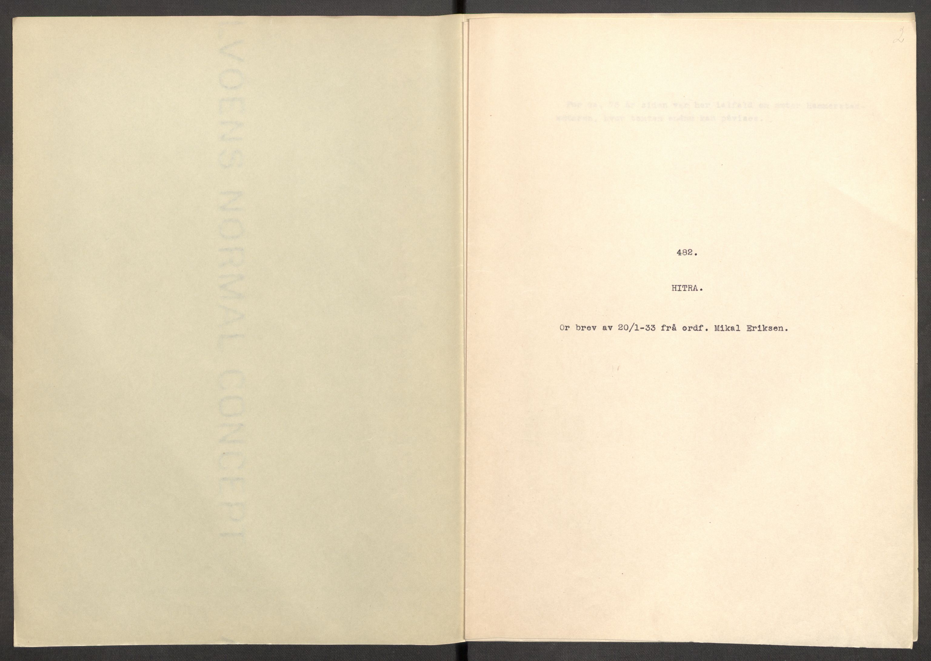 Instituttet for sammenlignende kulturforskning, AV/RA-PA-0424/F/Fc/L0013/0004: Eske B13: / Sør-Trøndelag (perm XXXVIII), 1933-1936, p. 2