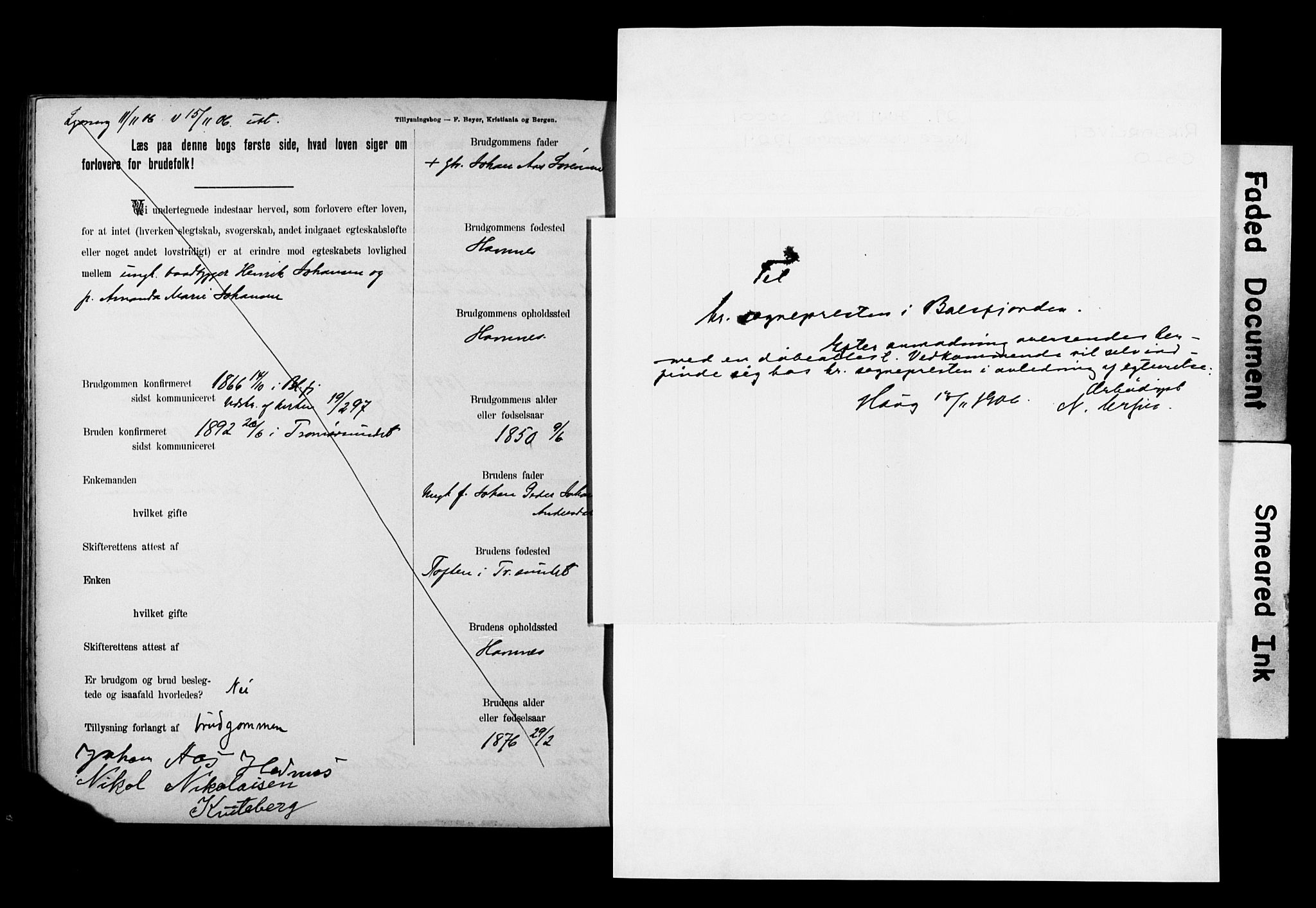 Balsfjord sokneprestembete, AV/SATØ-S-1303/H/Hd/L0031: Banns register no. 31, 1897-1906