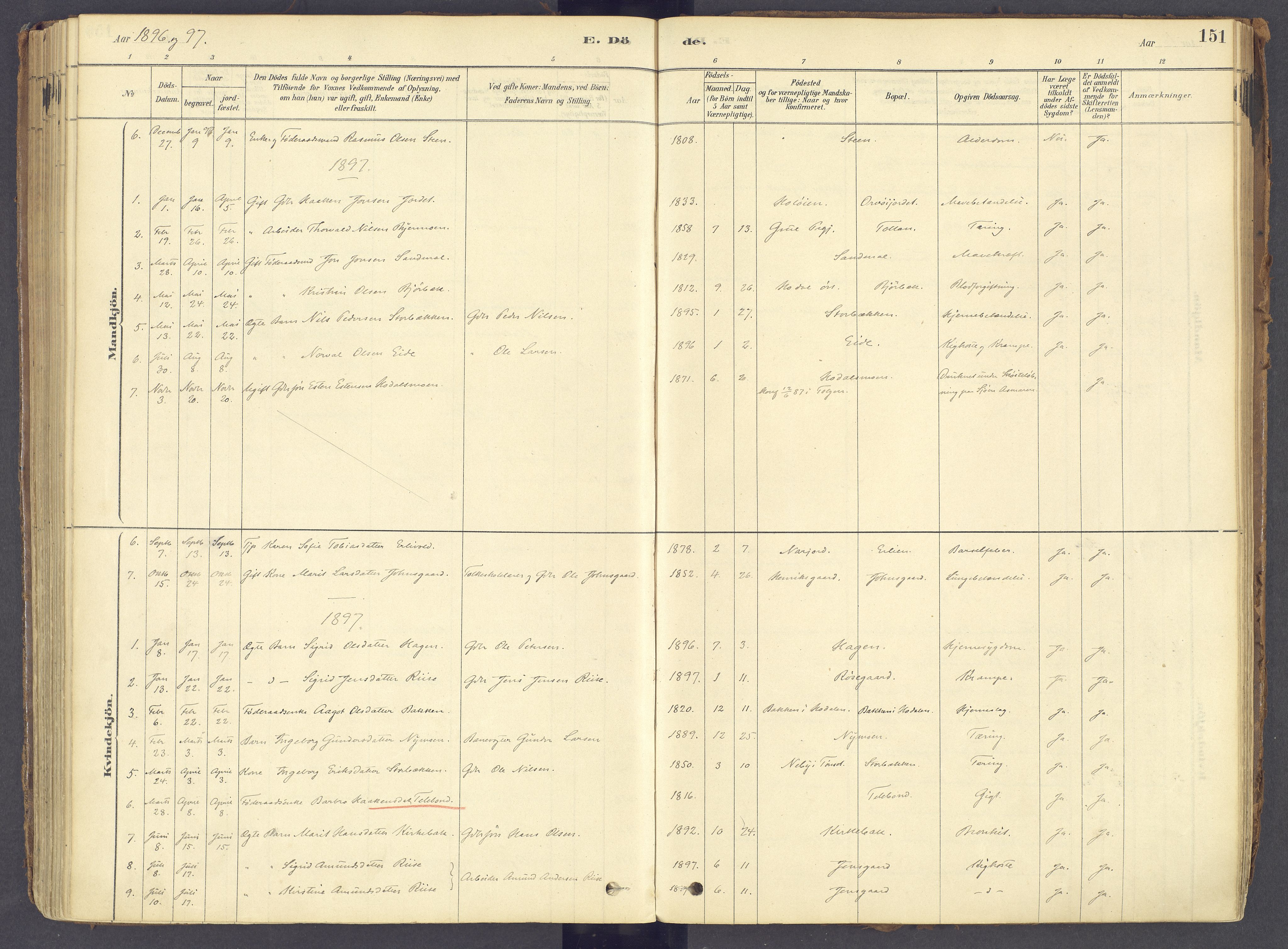 Tolga prestekontor, AV/SAH-PREST-062/K/L0011: Parish register (official) no. 11, 1877-1920, p. 151