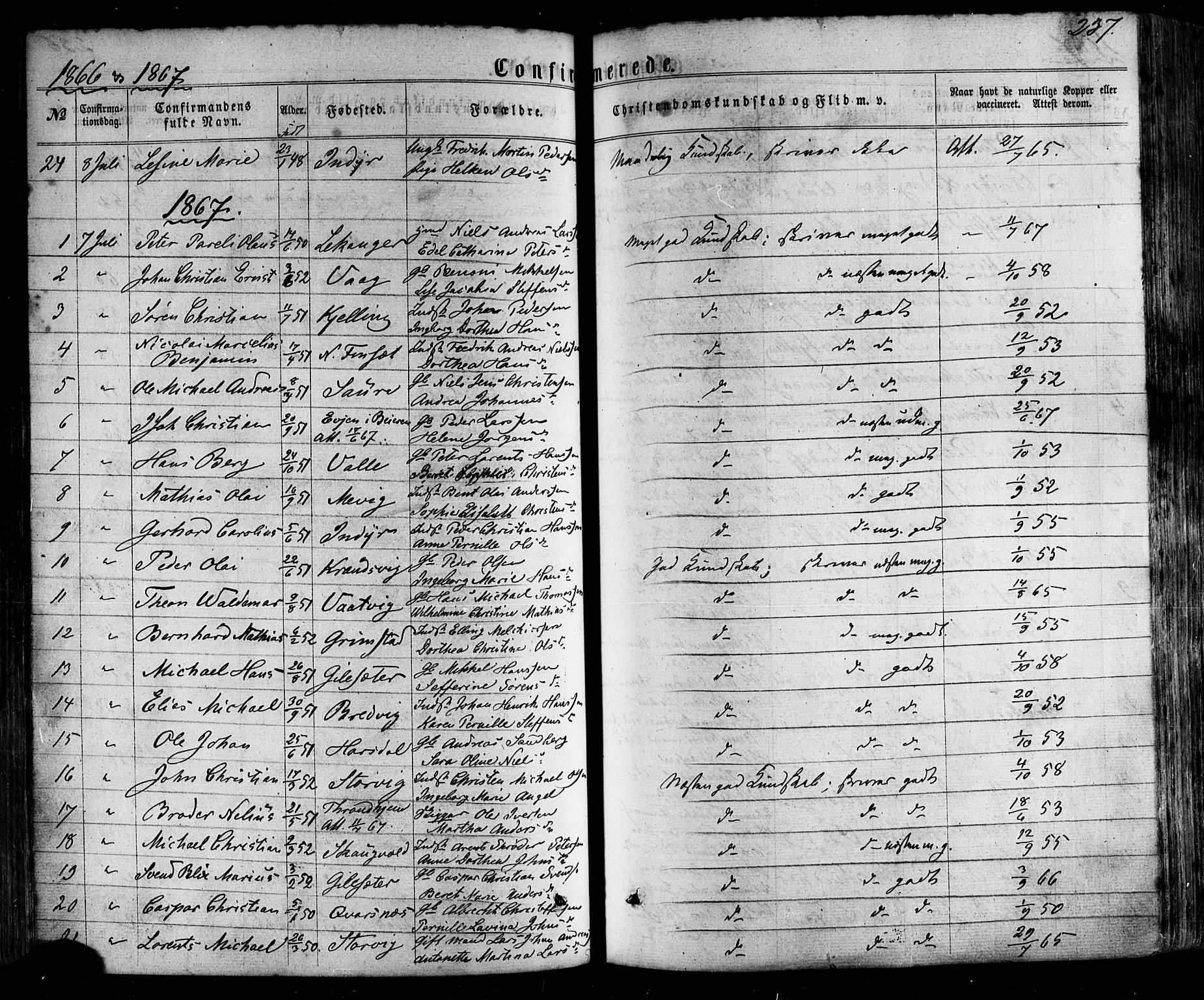 Ministerialprotokoller, klokkerbøker og fødselsregistre - Nordland, SAT/A-1459/805/L0098: Parish register (official) no. 805A05, 1862-1879, p. 237