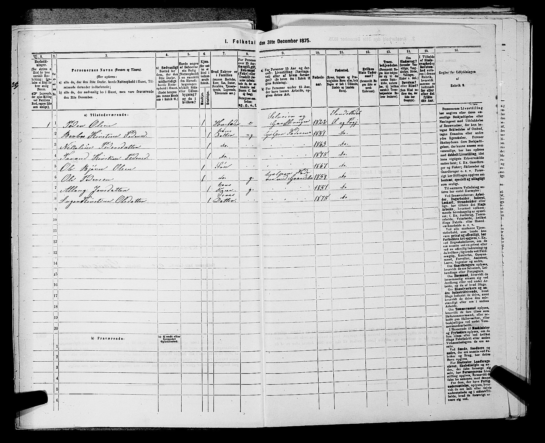 SAKO, 1875 census for 0816P Sannidal, 1875, p. 542