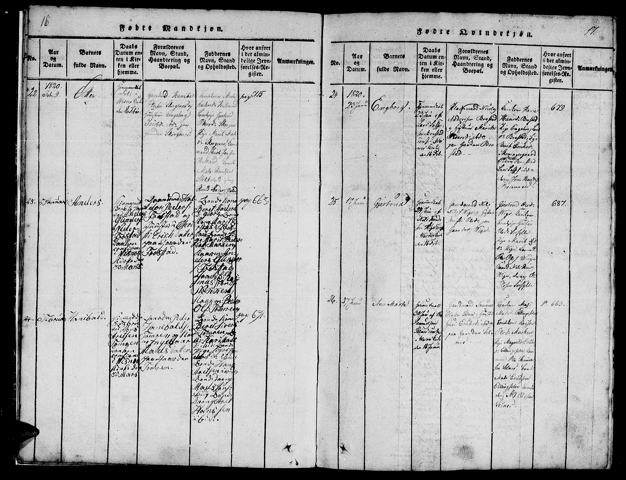 Ministerialprotokoller, klokkerbøker og fødselsregistre - Møre og Romsdal, AV/SAT-A-1454/539/L0528: Parish register (official) no. 539A01, 1818-1847, p. 16-17