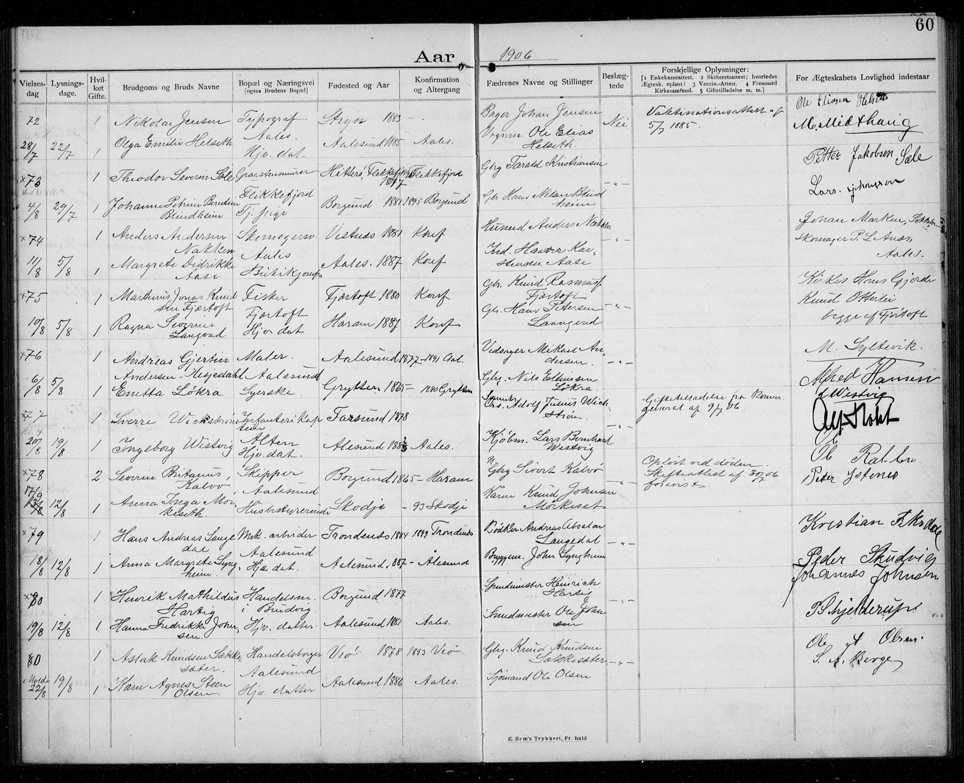 Ministerialprotokoller, klokkerbøker og fødselsregistre - Møre og Romsdal, AV/SAT-A-1454/529/L0458: Banns register no. 529A08, 1901-1918, p. 60