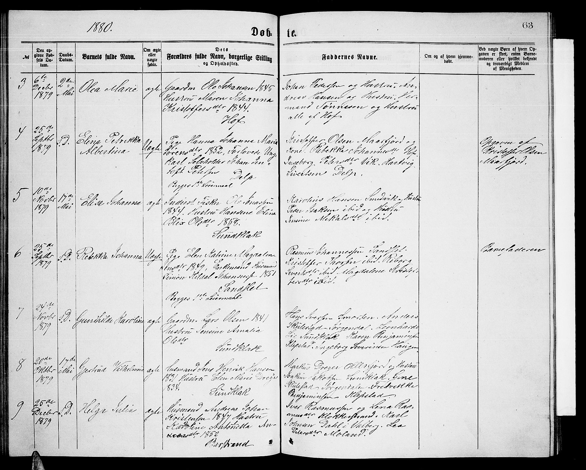 Ministerialprotokoller, klokkerbøker og fødselsregistre - Nordland, AV/SAT-A-1459/876/L1103: Parish register (copy) no. 876C02, 1870-1886, p. 63