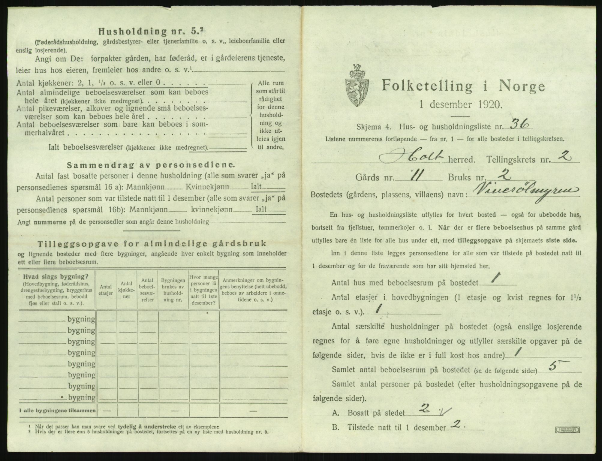 SAK, 1920 census for Holt, 1920, p. 232