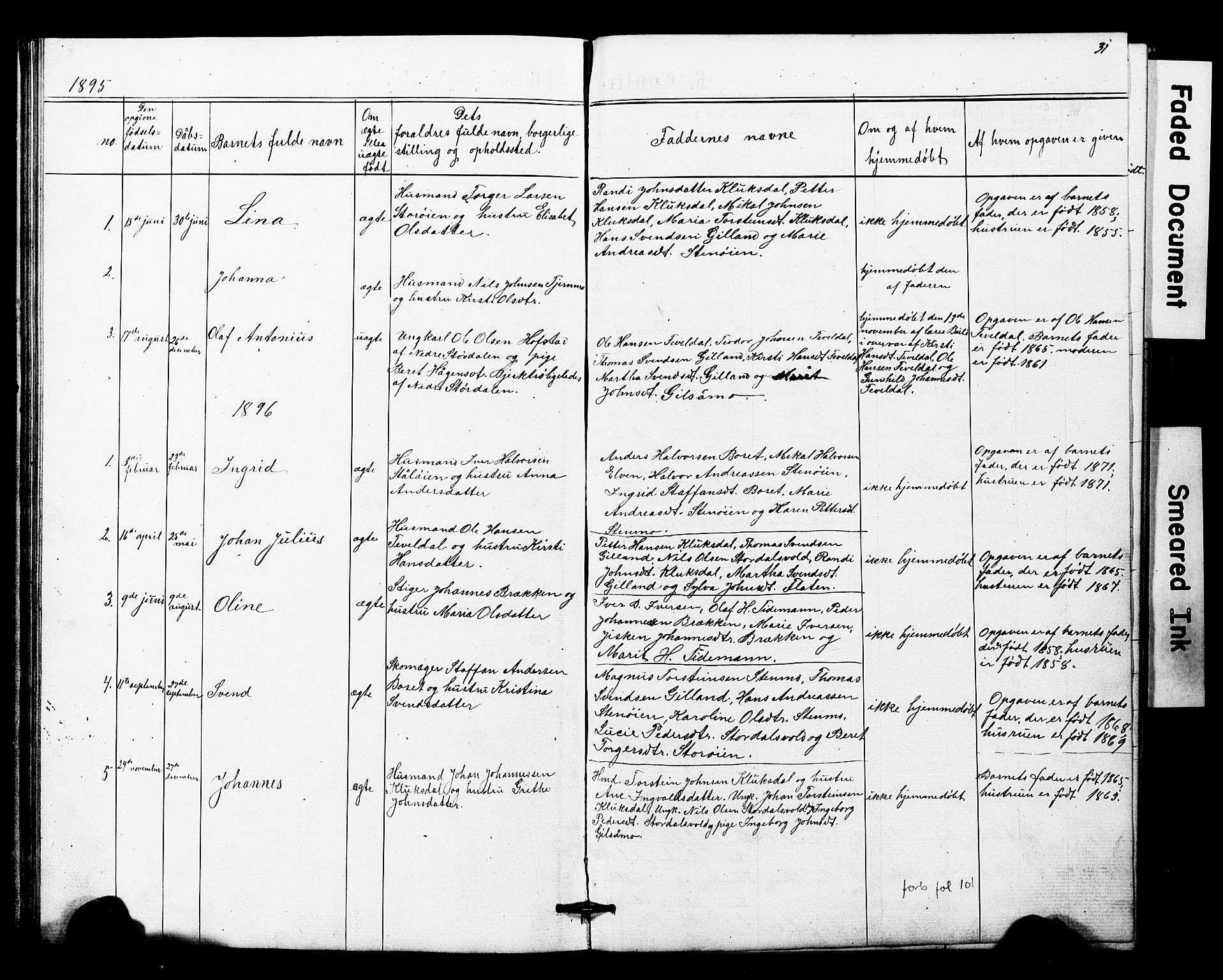 Ministerialprotokoller, klokkerbøker og fødselsregistre - Nord-Trøndelag, SAT/A-1458/707/L0052: Parish register (copy) no. 707C01, 1864-1897, p. 31