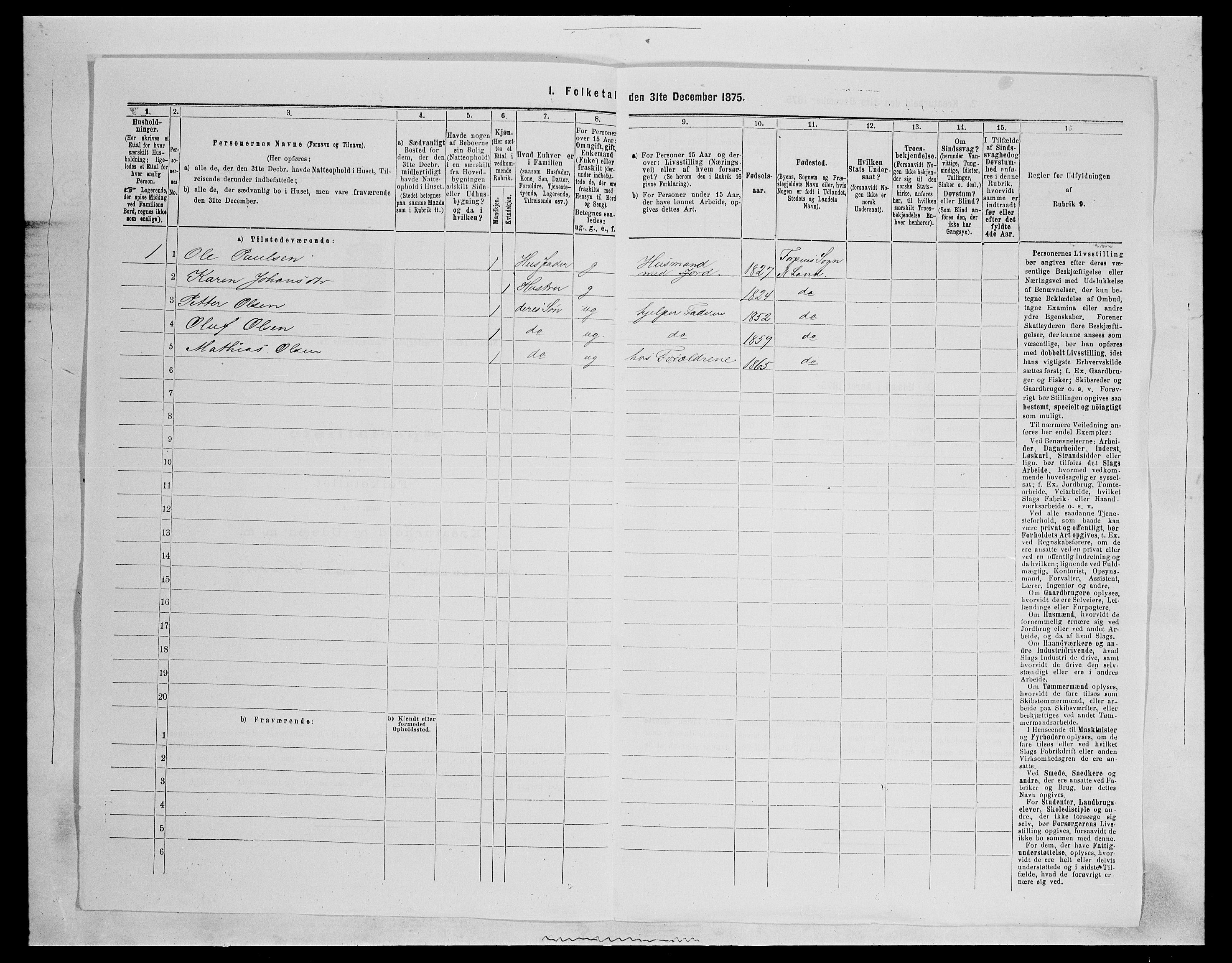 SAH, 1875 census for 0538P Nordre Land, 1875, p. 689