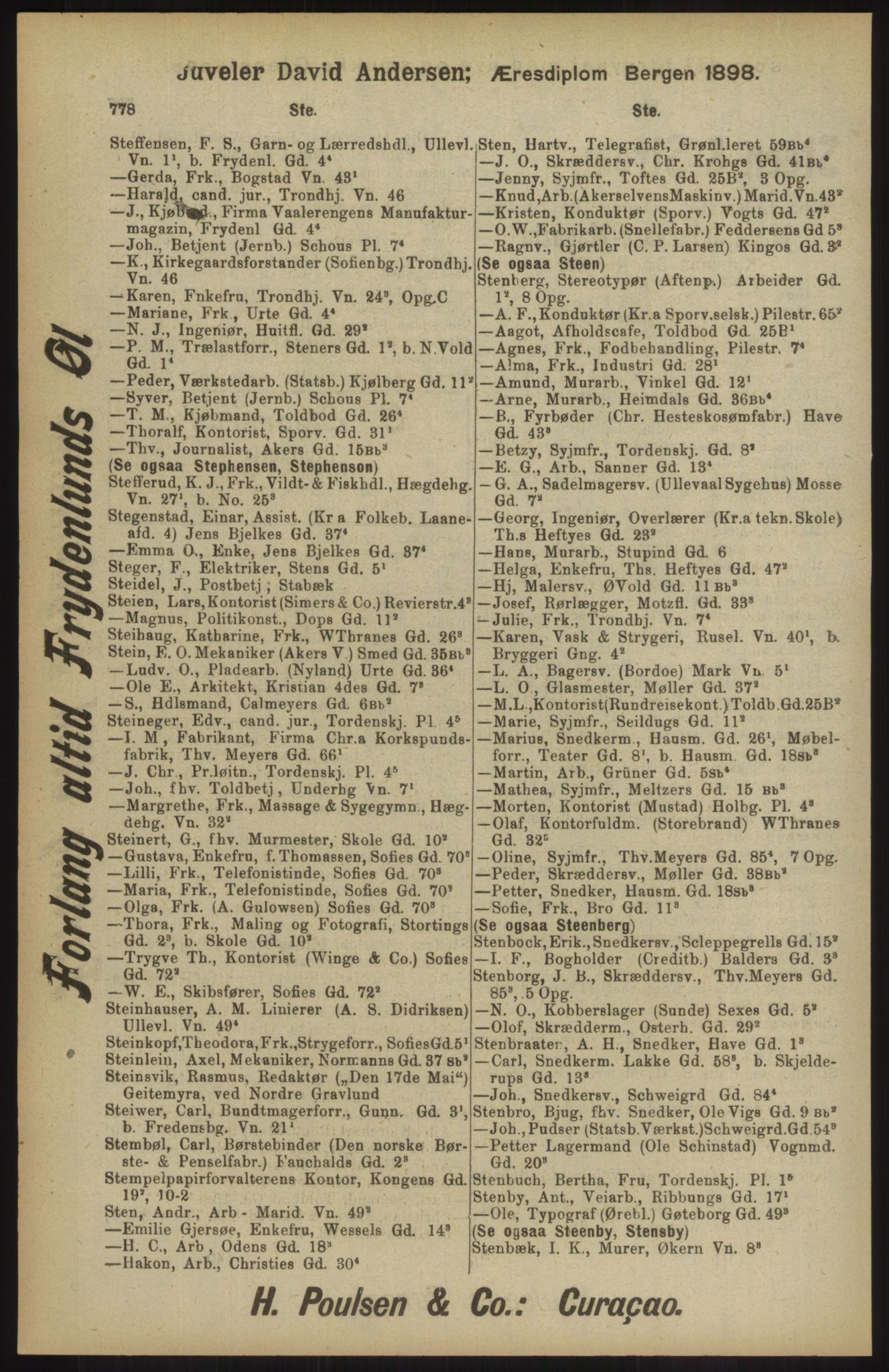 Kristiania/Oslo adressebok, PUBL/-, 1904, p. 778