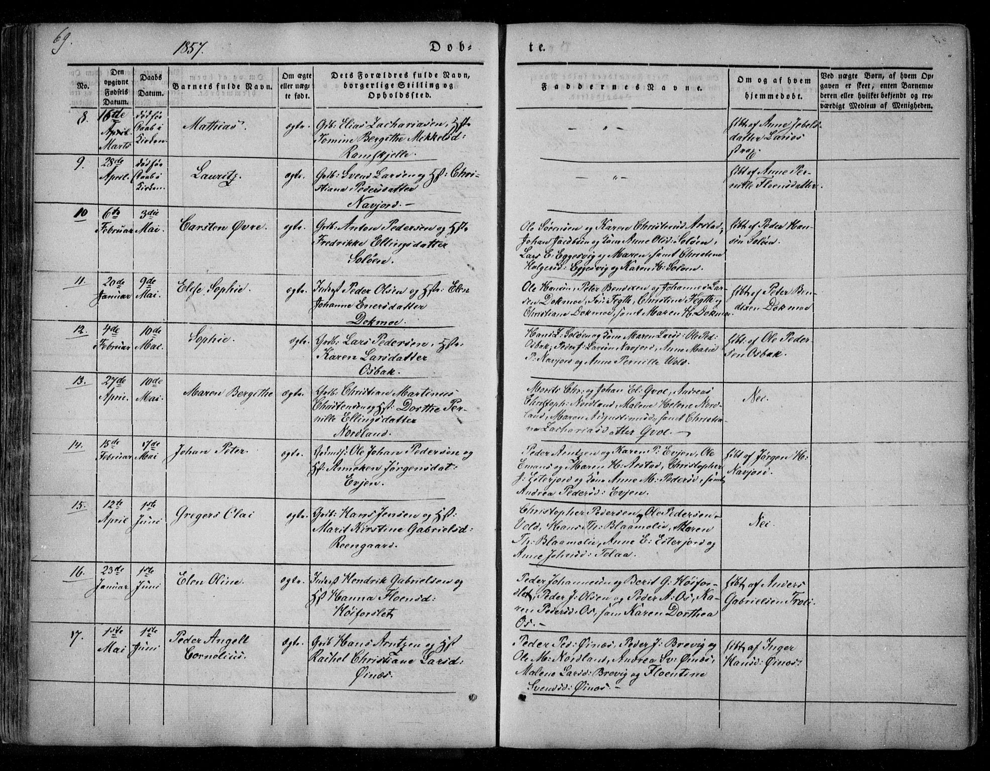 Ministerialprotokoller, klokkerbøker og fødselsregistre - Nordland, AV/SAT-A-1459/846/L0644: Parish register (official) no. 846A02, 1837-1872, p. 69