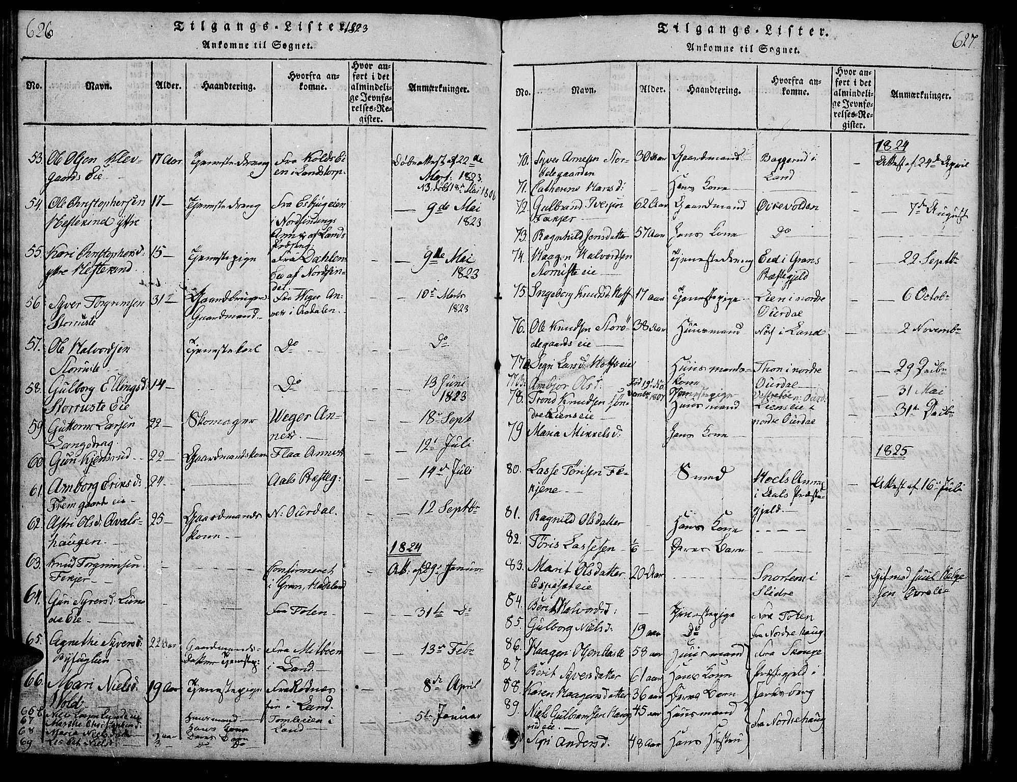 Sør-Aurdal prestekontor, SAH/PREST-128/H/Ha/Hab/L0001: Parish register (copy) no. 1, 1815-1826, p. 626-627