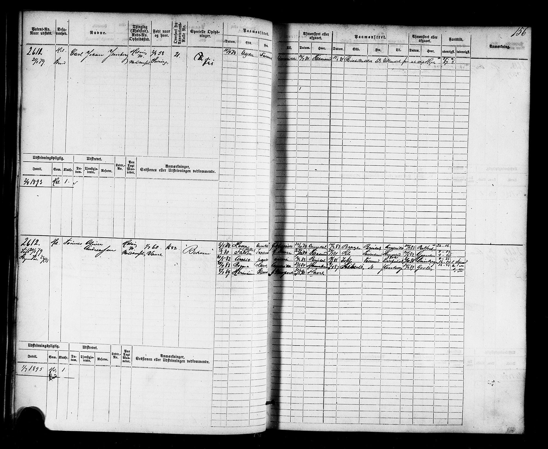 Farsund mønstringskrets, SAK/2031-0017/F/Fb/L0018: Hovedrulle nr 2301-3066, Z-10, 1875-1914, p. 158