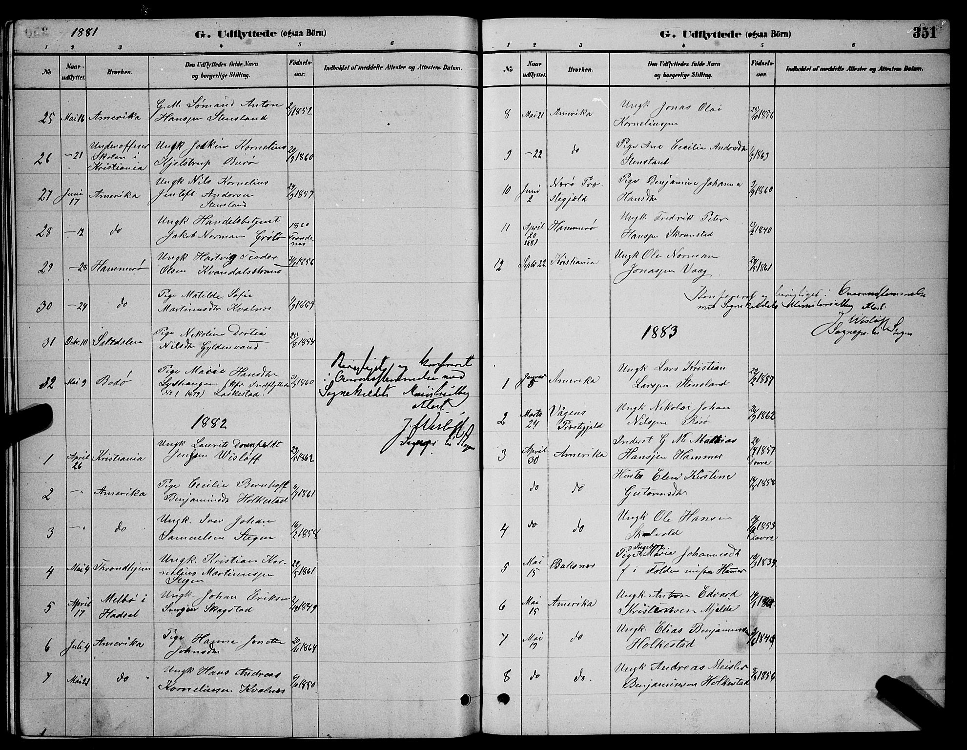Ministerialprotokoller, klokkerbøker og fødselsregistre - Nordland, SAT/A-1459/855/L0816: Parish register (copy) no. 855C05, 1879-1894, p. 351