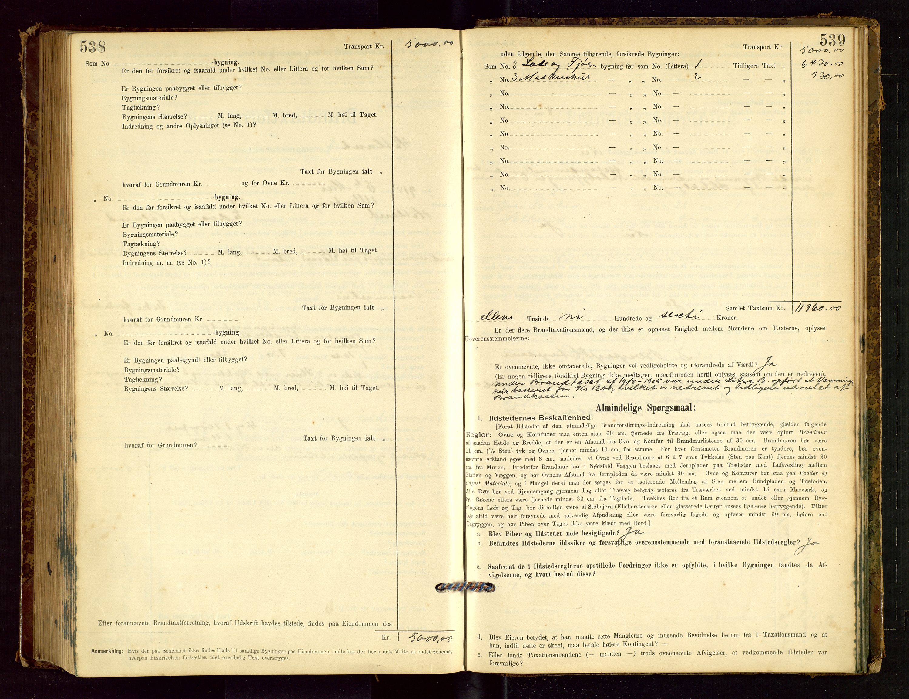 Hetland lensmannskontor, SAST/A-100101/Gob/L0001: "Brandtaxationsprotokol", 1895-1918, p. 538-539