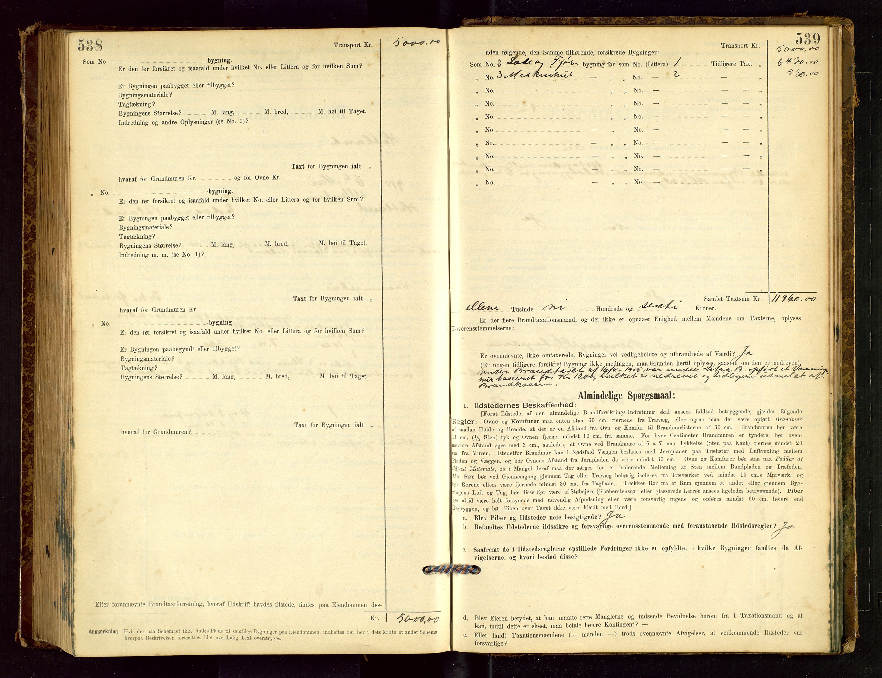 Hetland lensmannskontor, AV/SAST-A-100101/Gob/L0001: "Brandtaxationsprotokol", 1895-1918, p. 538-539