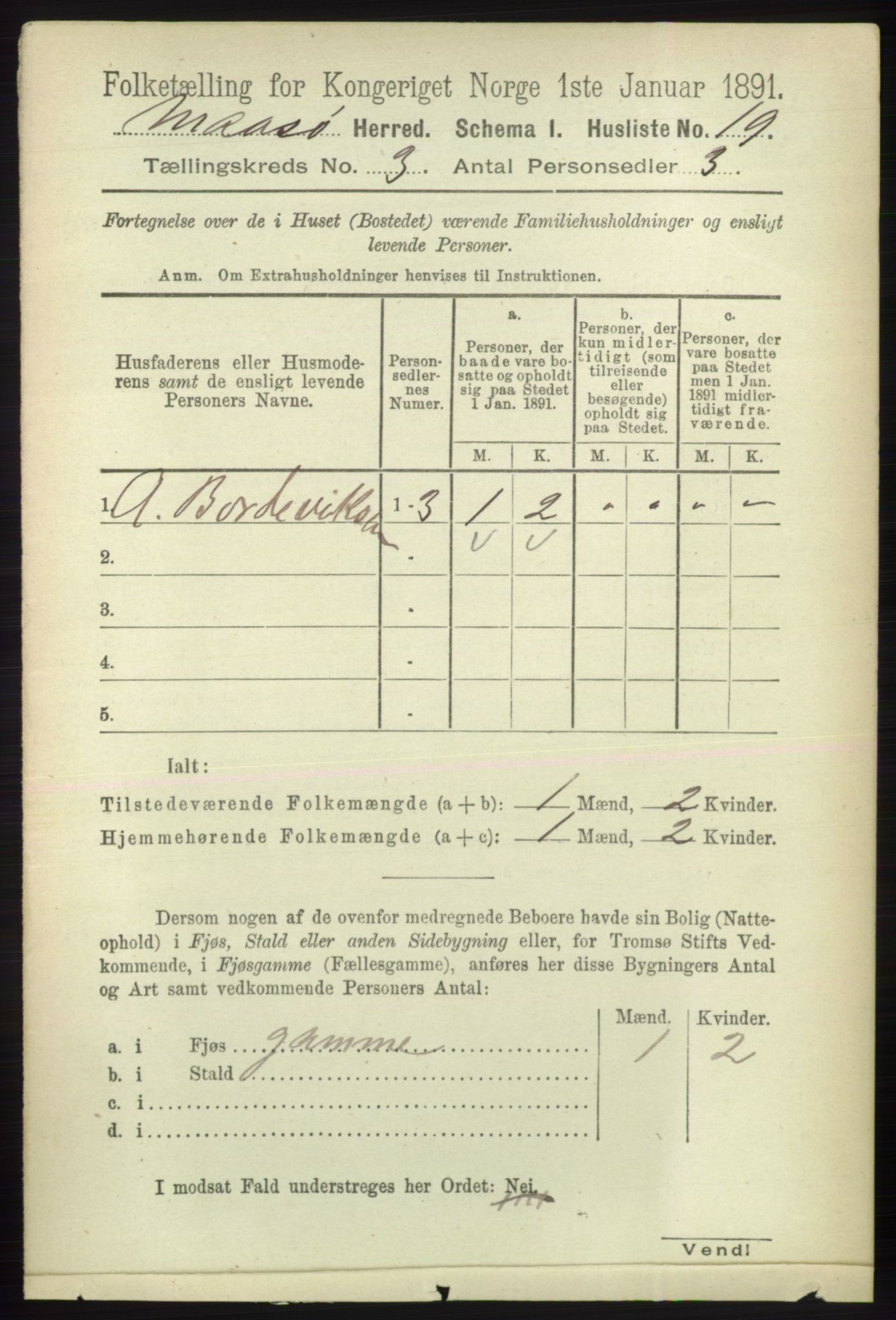 RA, 1891 census for 2018 Måsøy, 1891, p. 380