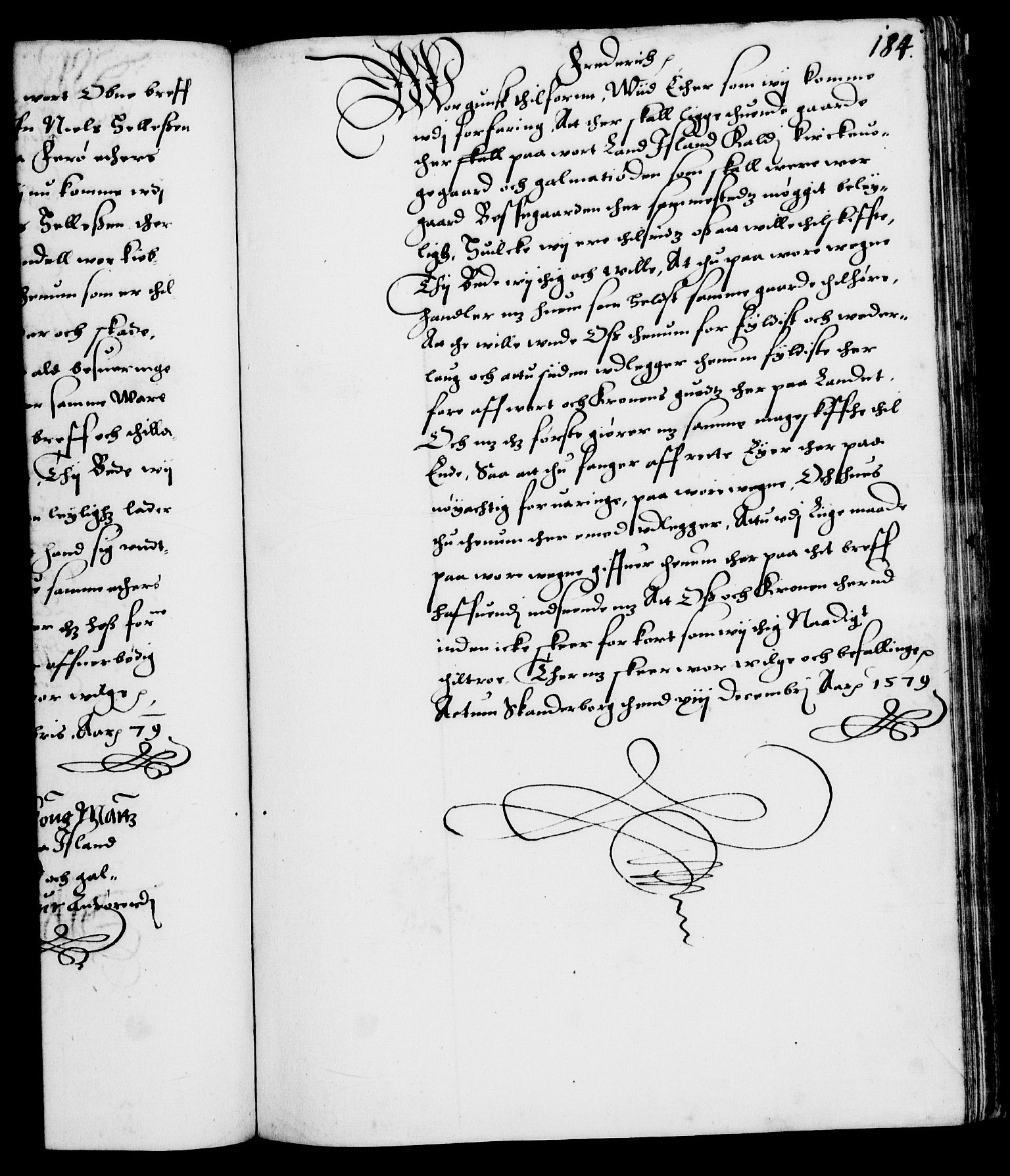 Danske Kanselli 1572-1799, AV/RA-EA-3023/F/Fc/Fca/Fcab/L0001: Norske tegnelser (mikrofilm), 1572-1588, p. 184a