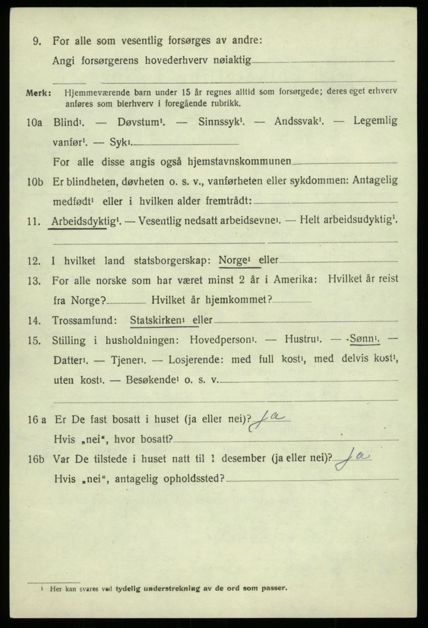 SAB, 1920 census for Os, 1920, p. 2589