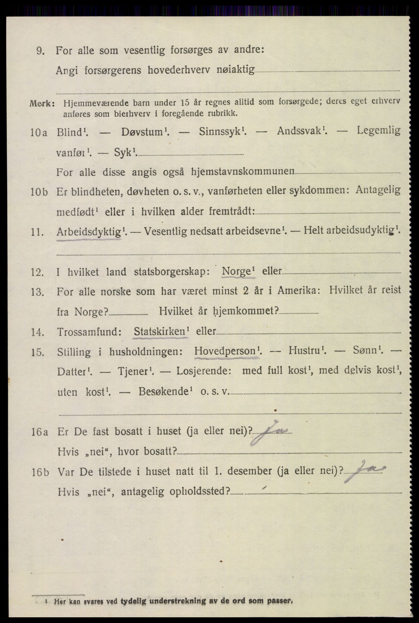 SAT, 1920 census for Veøy, 1920, p. 3088