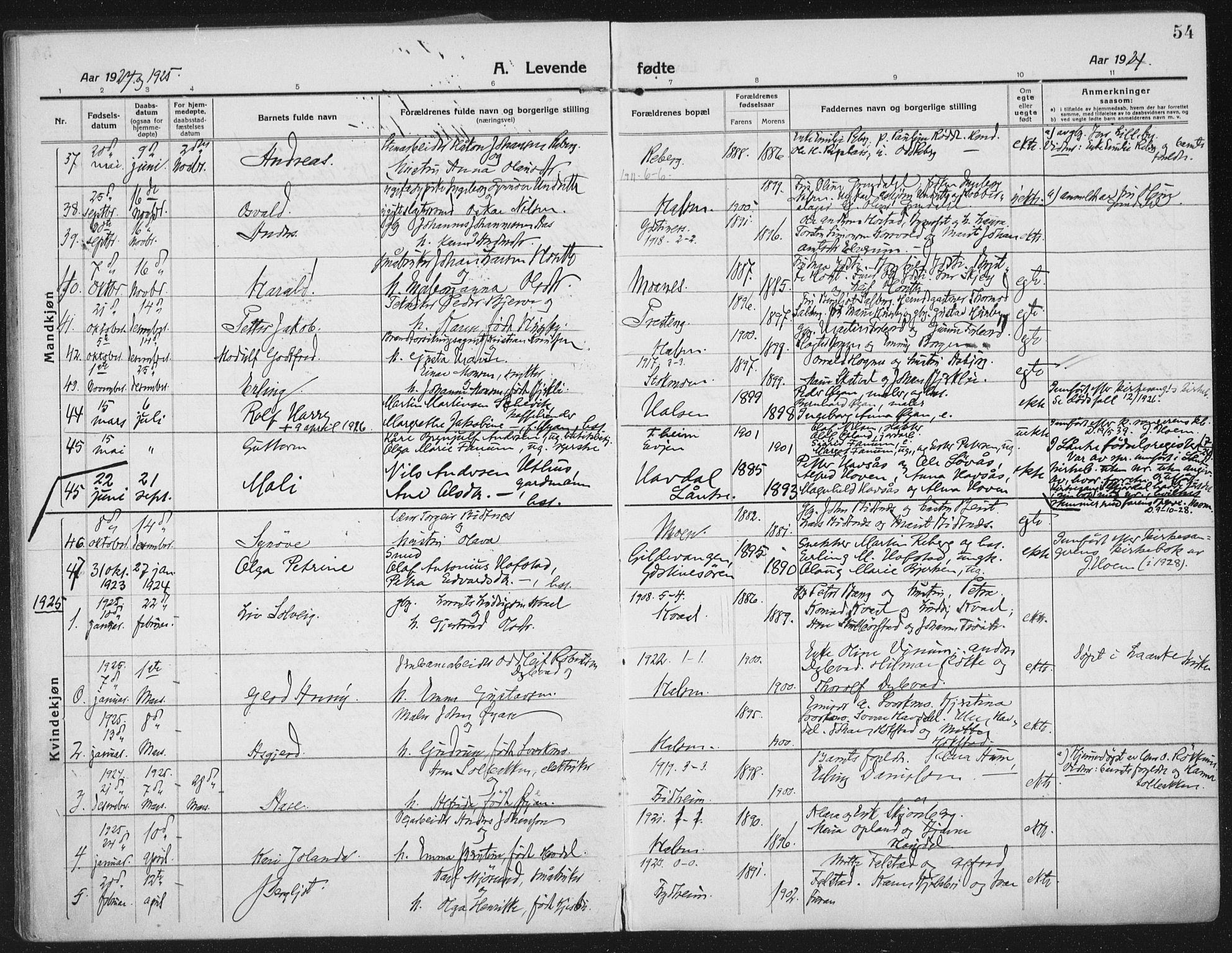 Ministerialprotokoller, klokkerbøker og fødselsregistre - Nord-Trøndelag, SAT/A-1458/709/L0083: Parish register (official) no. 709A23, 1916-1928, p. 54
