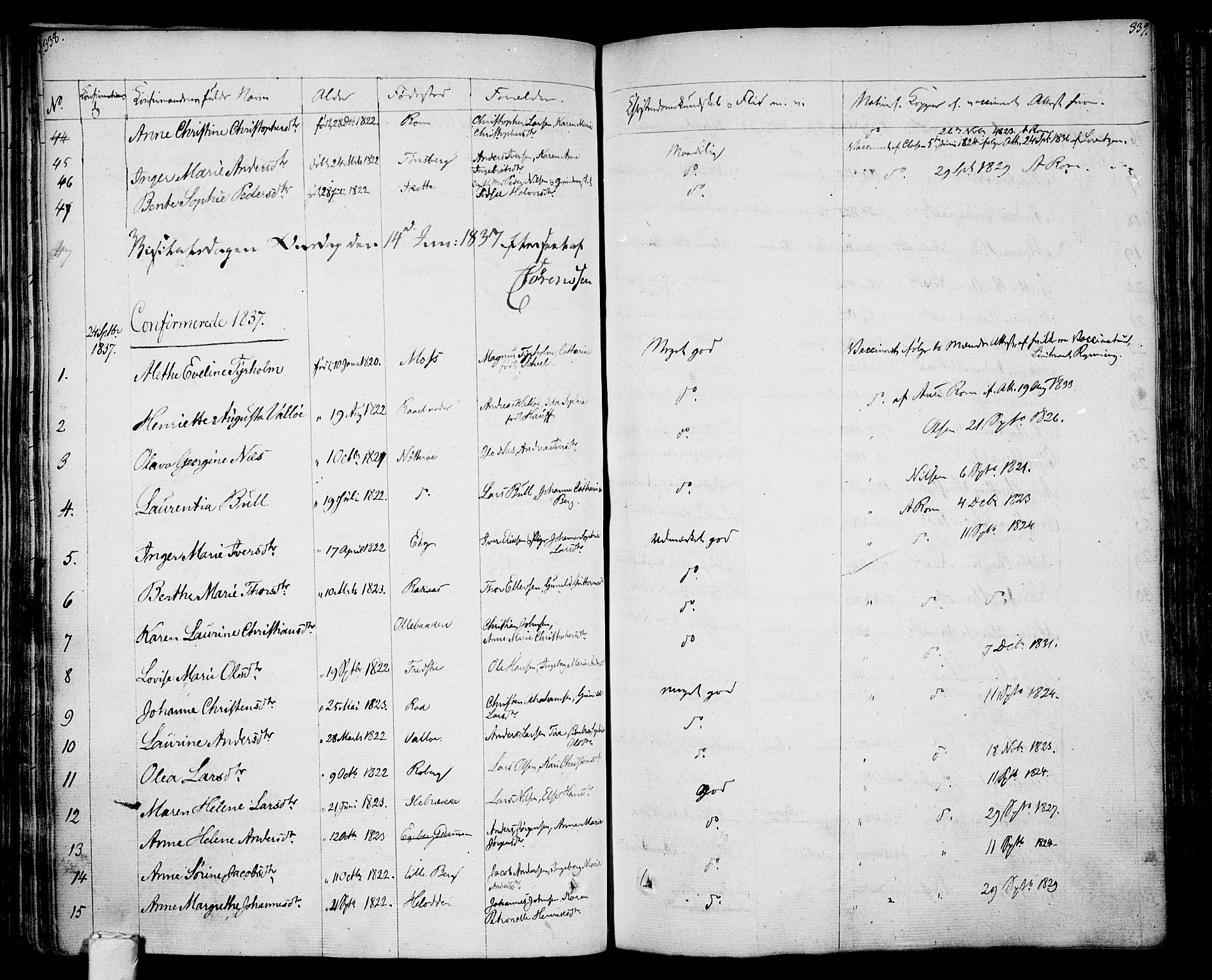 Sem kirkebøker, AV/SAKO-A-5/F/Fa/L0005: Parish register (official) no. I 5, 1825-1842, p. 338-339