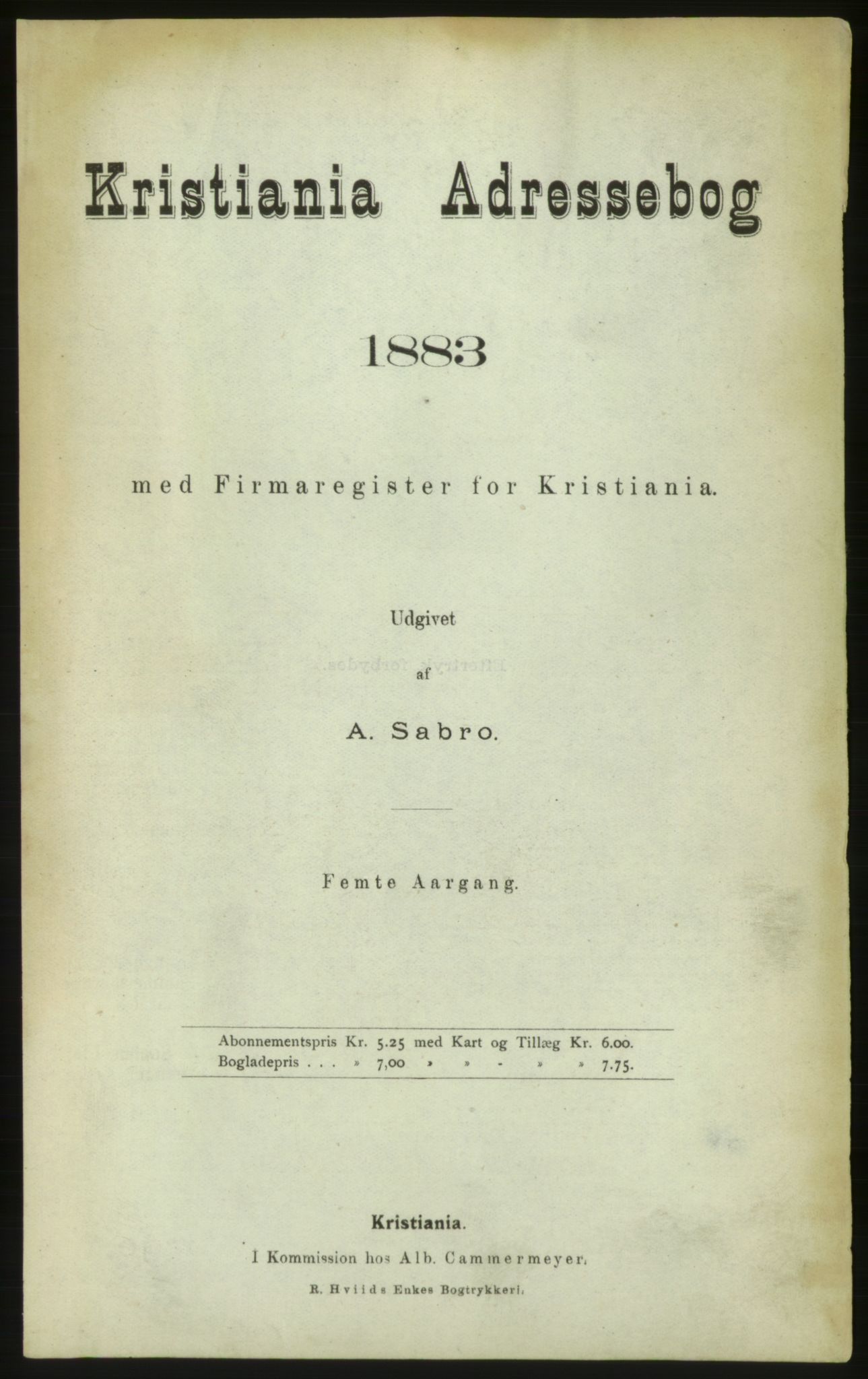 Kristiania/Oslo adressebok, PUBL/-, 1883