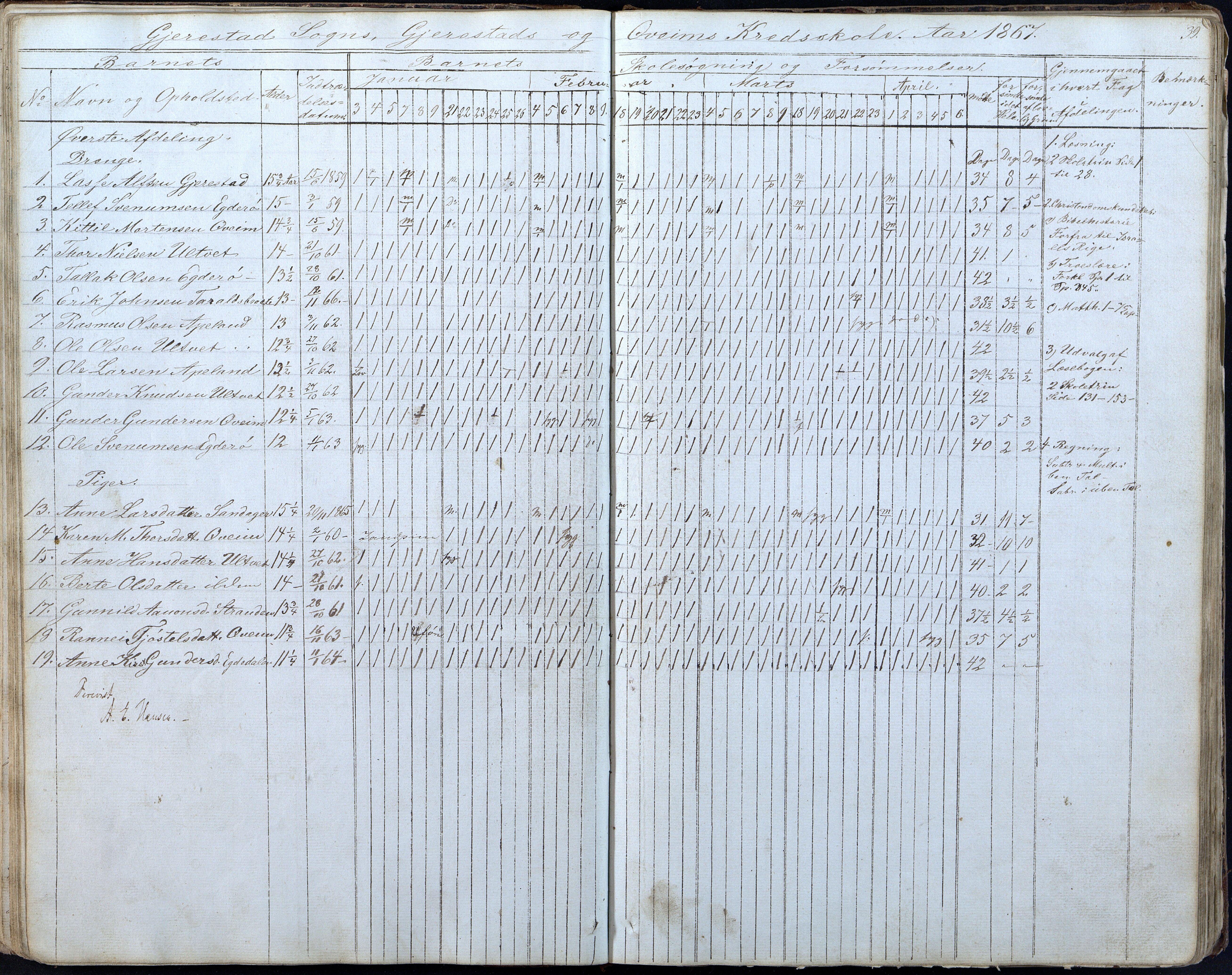 Gjerstad Kommune, Gjerstad Skole, AAKS/KA0911-550a/F01/L0005: Dagbok 5. skoledistrikt, 1850-1883, p. 39