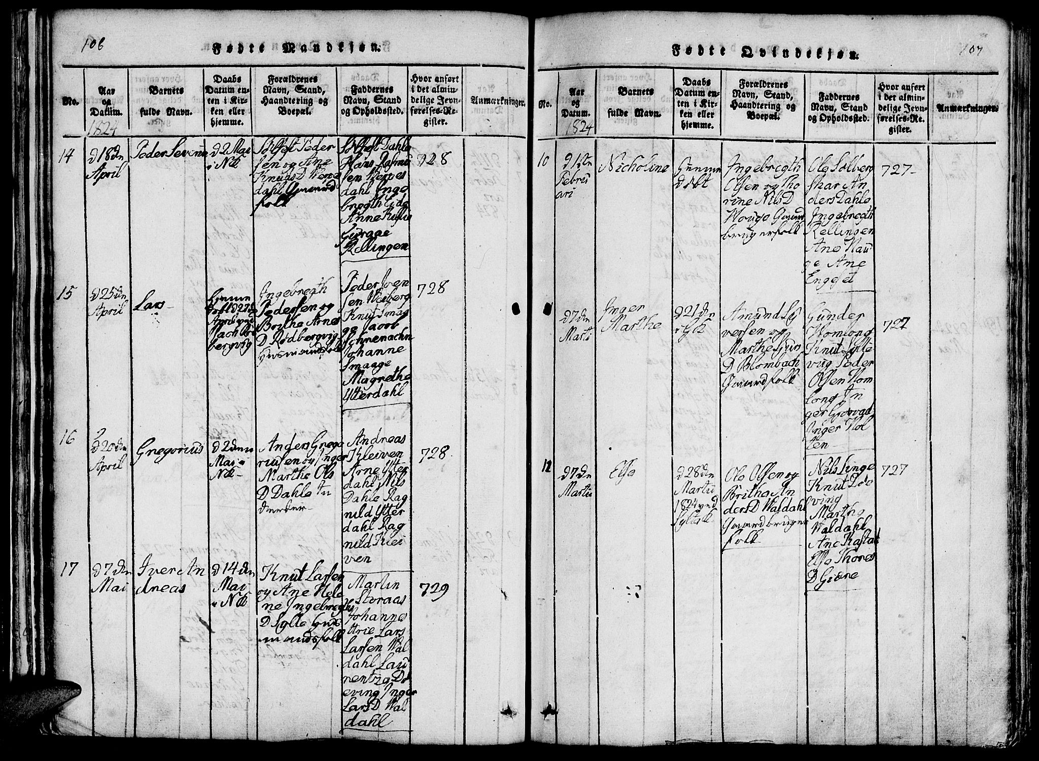 Ministerialprotokoller, klokkerbøker og fødselsregistre - Møre og Romsdal, AV/SAT-A-1454/519/L0260: Parish register (copy) no. 519C01, 1817-1829, p. 106-107