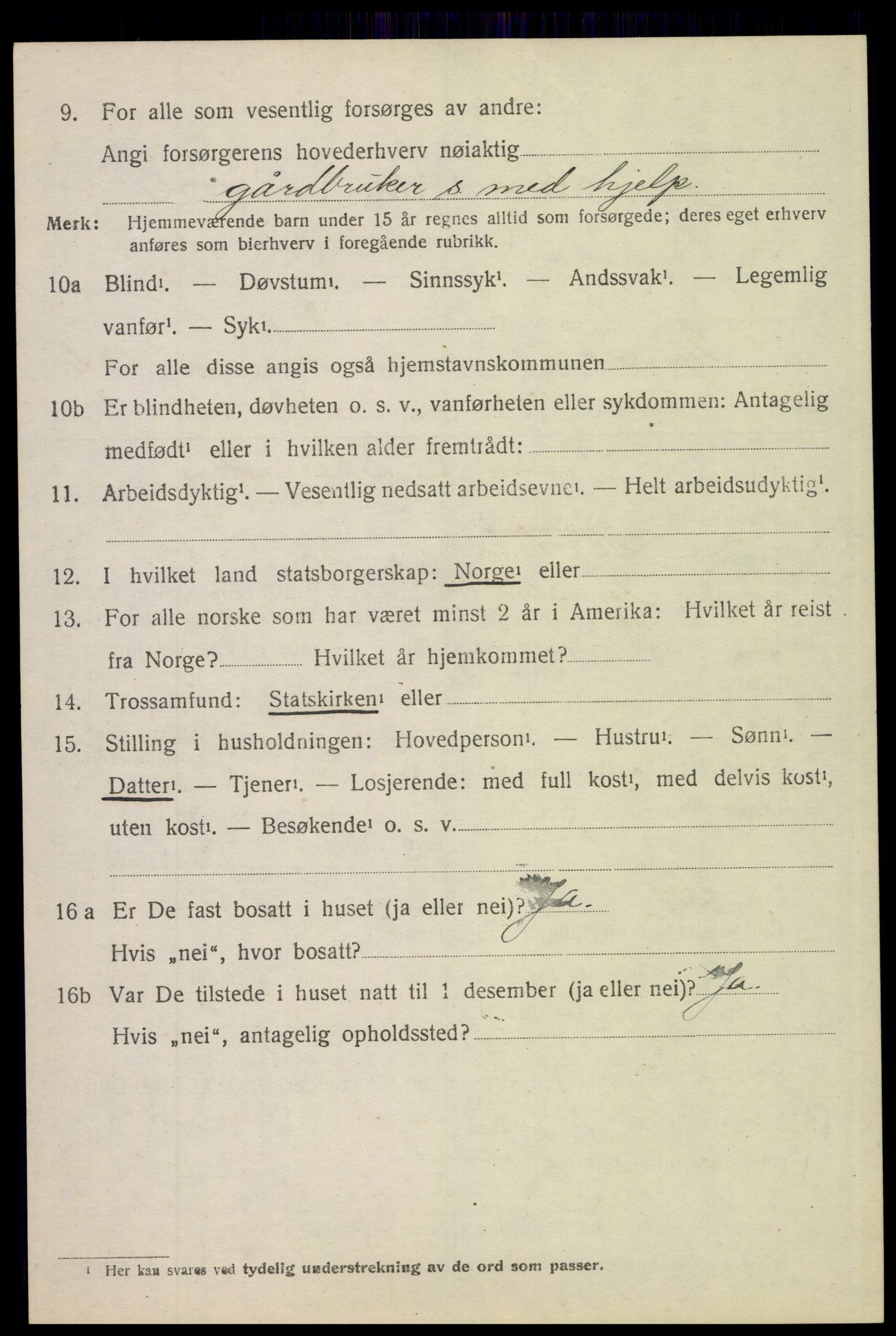 SAH, 1920 census for Tynset, 1920, p. 3163