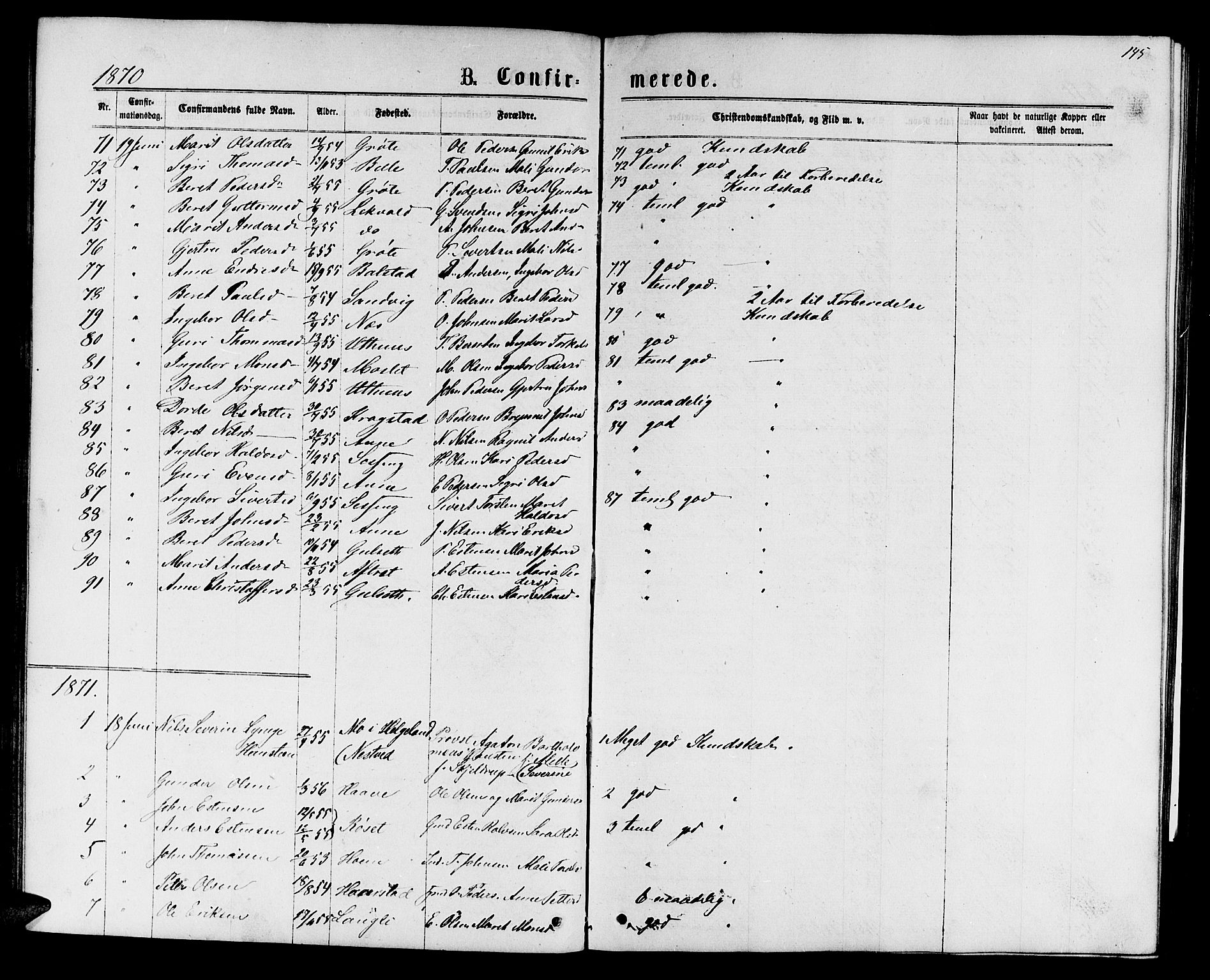 Ministerialprotokoller, klokkerbøker og fødselsregistre - Sør-Trøndelag, SAT/A-1456/695/L1156: Parish register (copy) no. 695C07, 1869-1888, p. 145