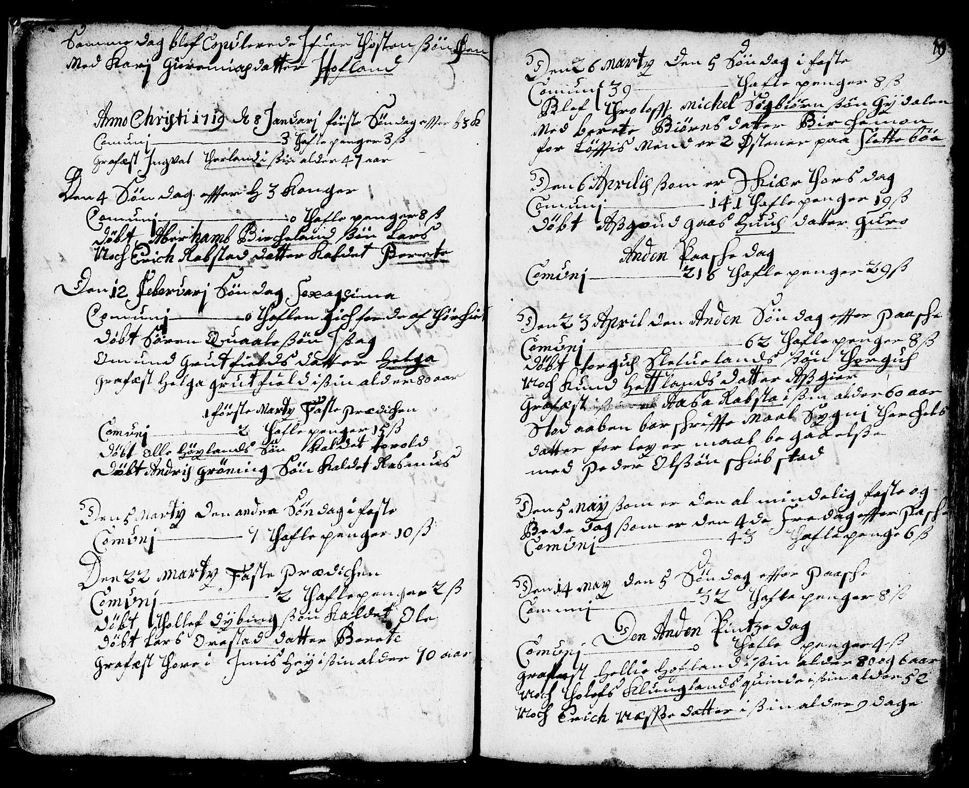 Helleland sokneprestkontor, SAST/A-101810: Parish register (official) no. A 1 /1, 1713-1761, p. 19