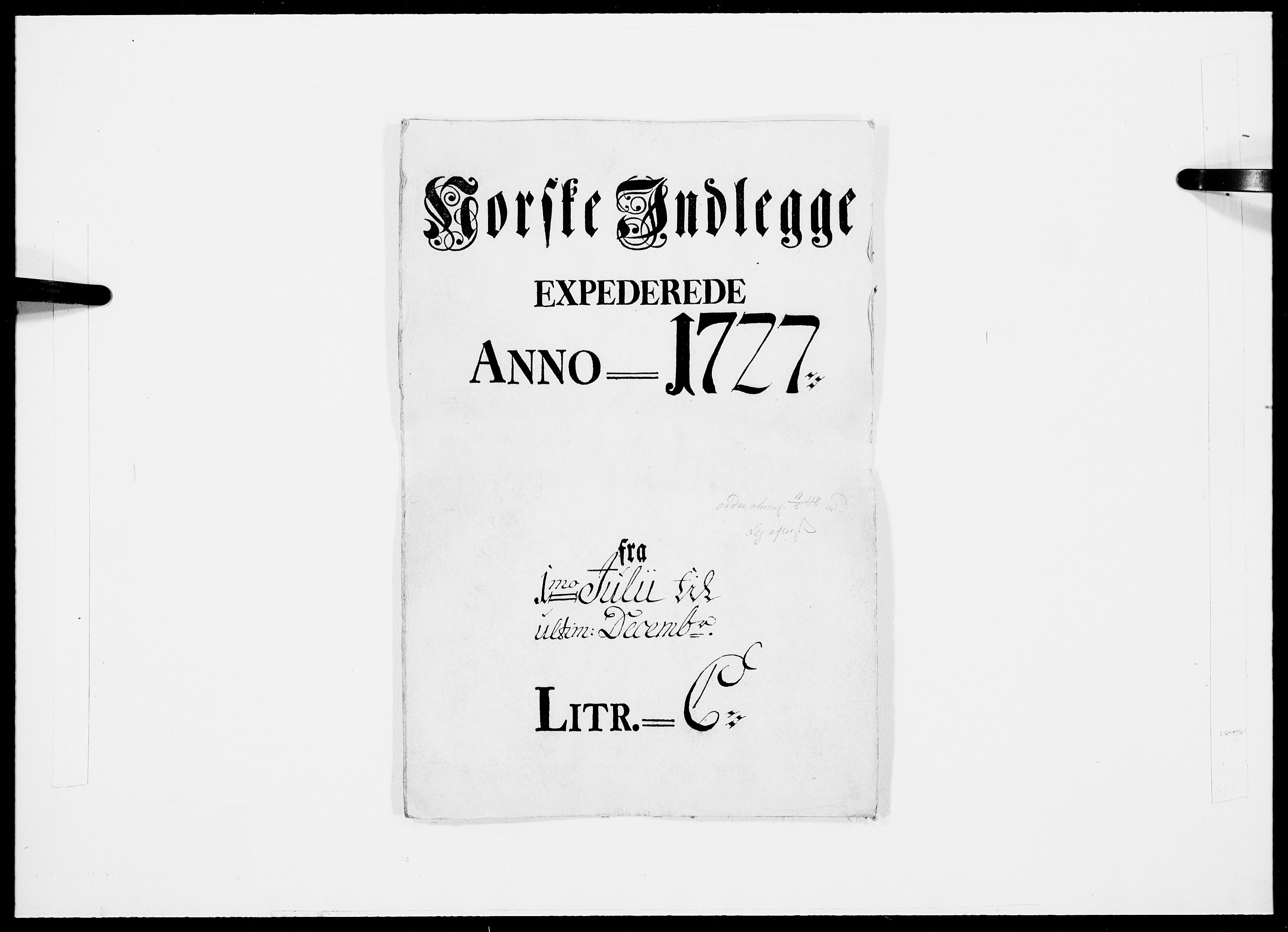 Danske Kanselli 1572-1799, AV/RA-EA-3023/F/Fc/Fcc/Fcca/L0101: Norske innlegg 1572-1799, 1727, p. 1