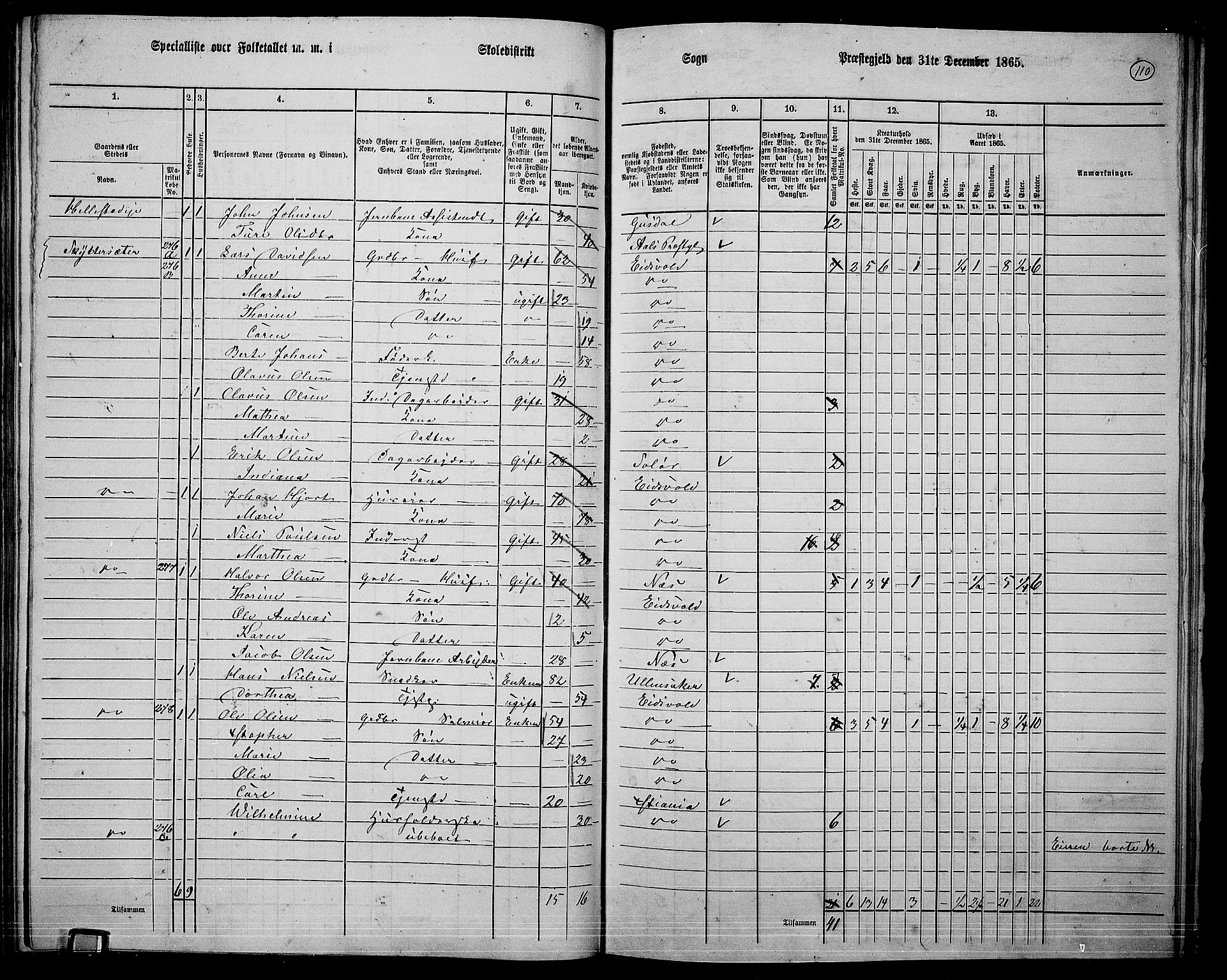 RA, 1865 census for Eidsvoll, 1865, p. 96