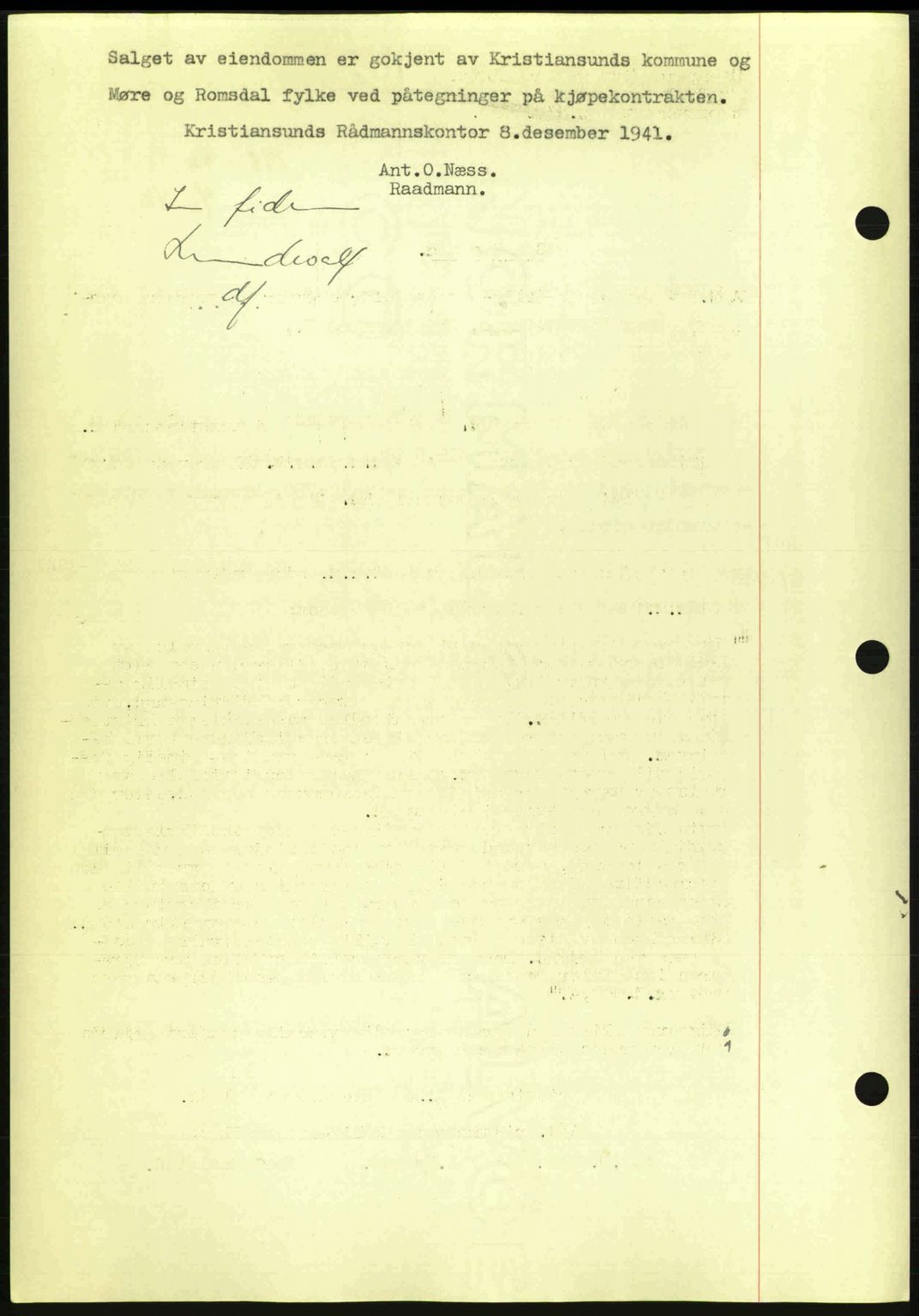 Kristiansund byfogd, AV/SAT-A-4587/A/27: Mortgage book no. 34, 1941-1945, Diary no: : 198/1942