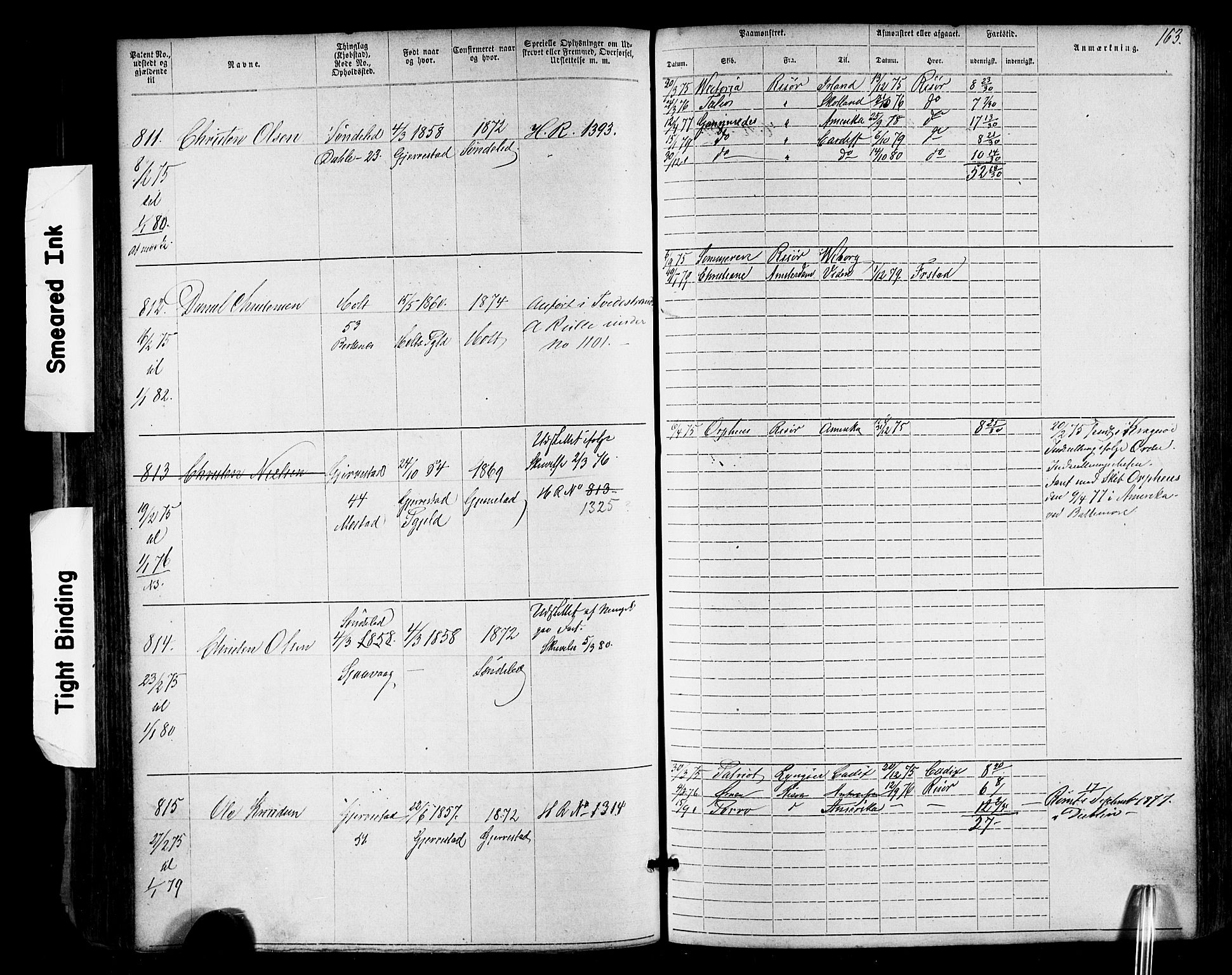 Risør mønstringskrets, SAK/2031-0010/F/Fa/L0003: Annotasjonsrulle nr 1-1913 med register, T-7, 1863-1899, p. 99