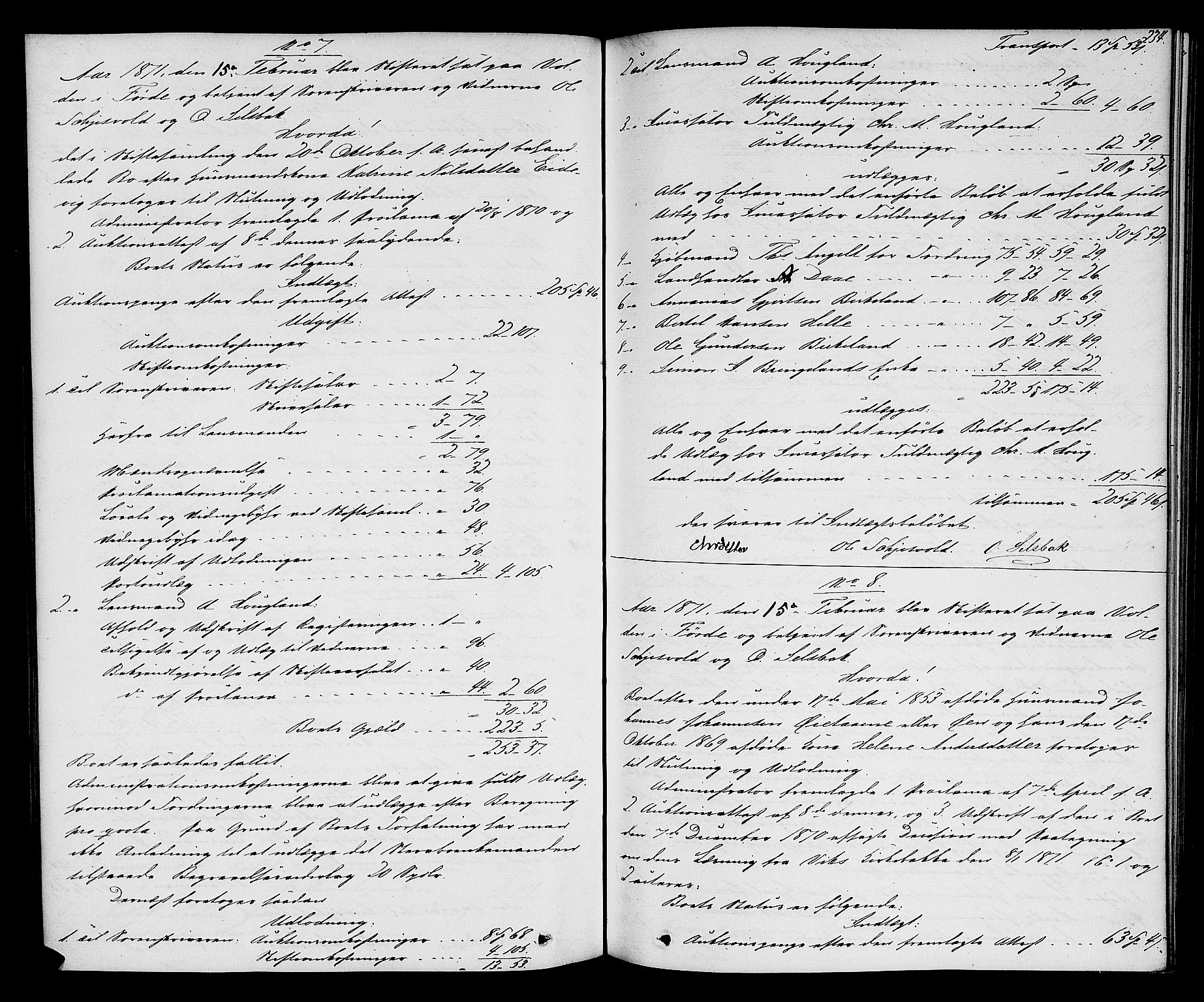 Sunnfjord tingrett, AV/SAB-A-3201/1/H/Hd/L0004: Skifteutlodningsprotokoll, 1868-1874, p. 233b-234a