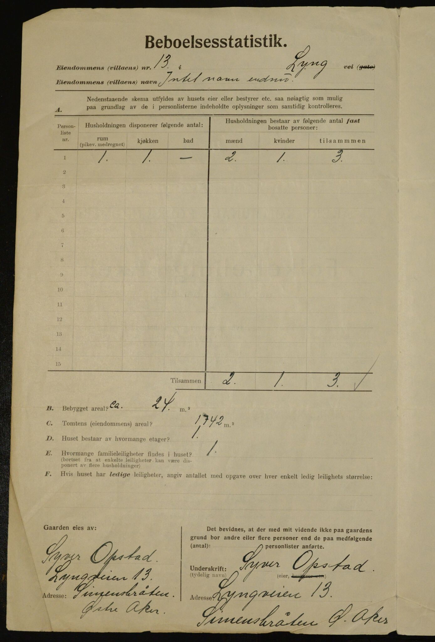 , Municipal Census 1923 for Aker, 1923, p. 41981