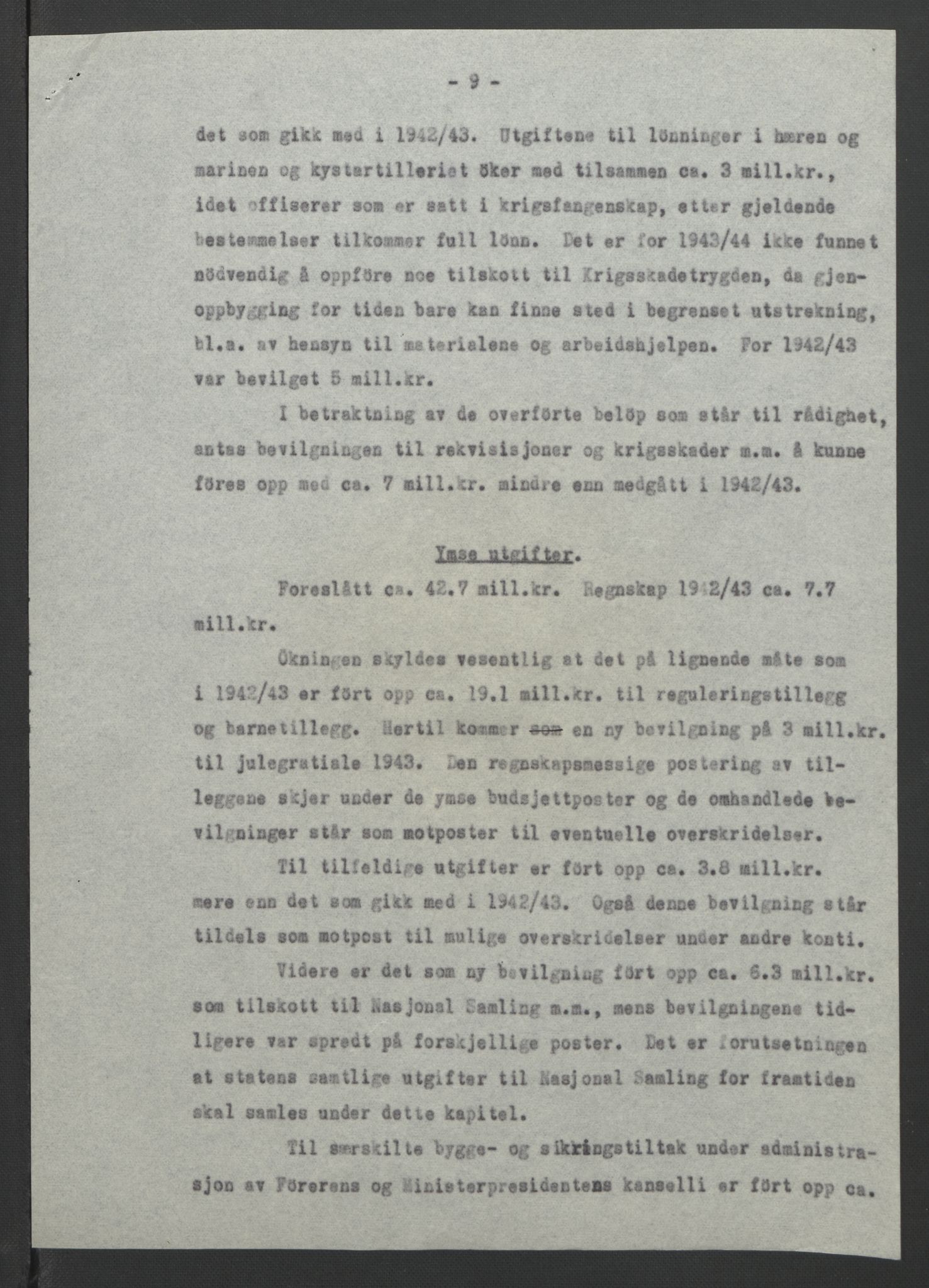 NS-administrasjonen 1940-1945 (Statsrådsekretariatet, de kommisariske statsråder mm), AV/RA-S-4279/D/Db/L0090: Foredrag til vedtak utenfor ministermøte, 1942-1945, p. 211