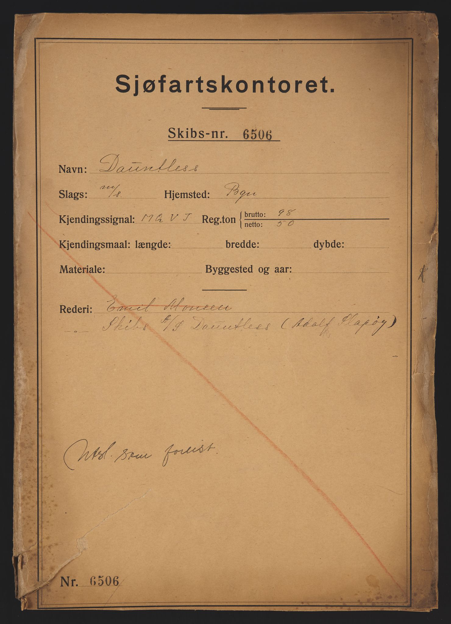 Sjøfartsdirektoratet med forløpere, skipsmapper slettede skip, RA/S-4998/F/Fa/L0234: --, 1854-1920, p. 112