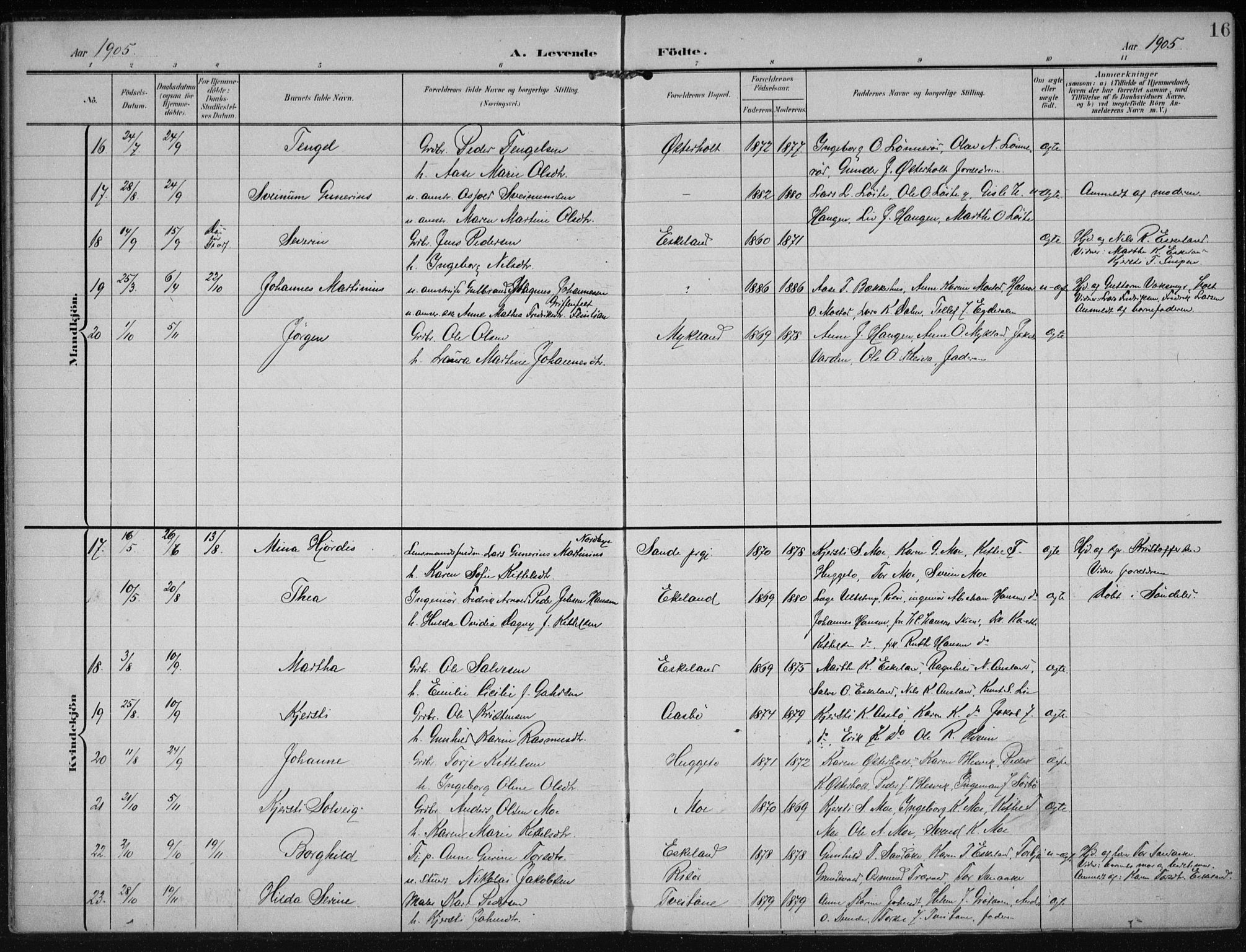 Gjerstad sokneprestkontor, SAK/1111-0014/F/Fa/Faa/L0011: Parish register (official) no. A 11, 1903-1914, p. 16