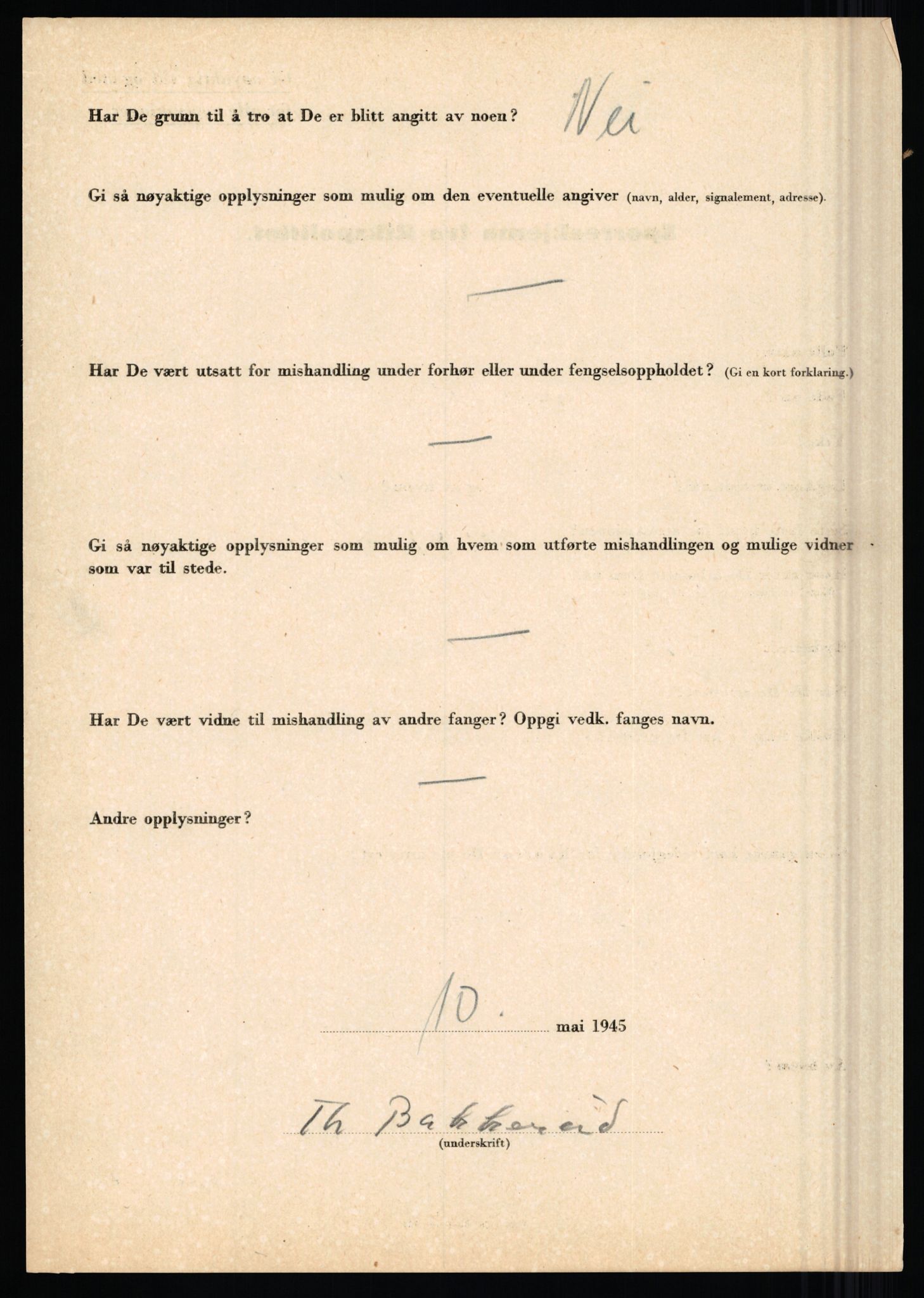 Rikspolitisjefen, AV/RA-S-1560/L/L0001: Abelseth, Rudolf - Berentsen, Odd, 1940-1945, p. 1194