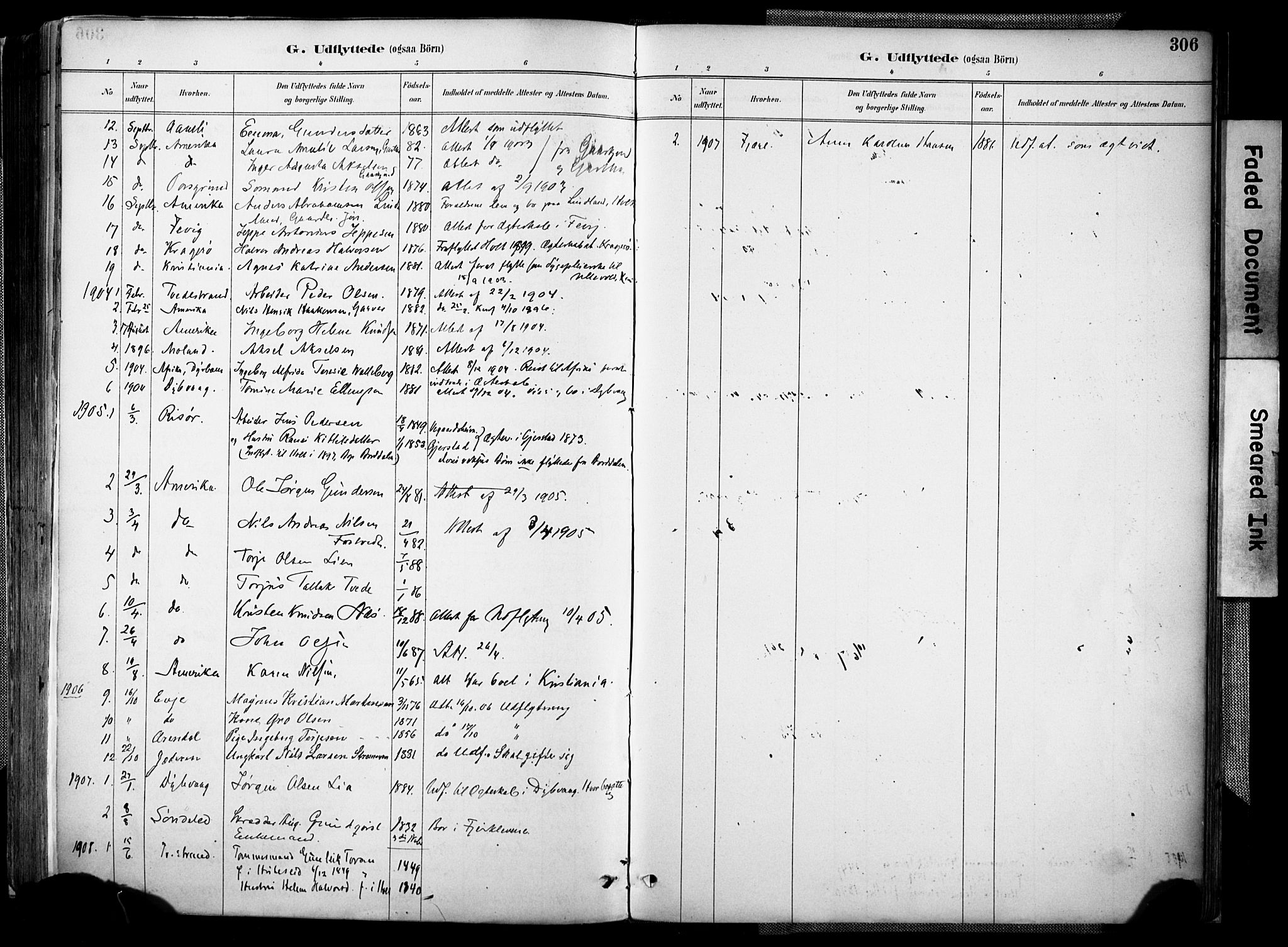 Holt sokneprestkontor, AV/SAK-1111-0021/F/Fa/L0012: Parish register (official) no. A 12, 1885-1907, p. 306