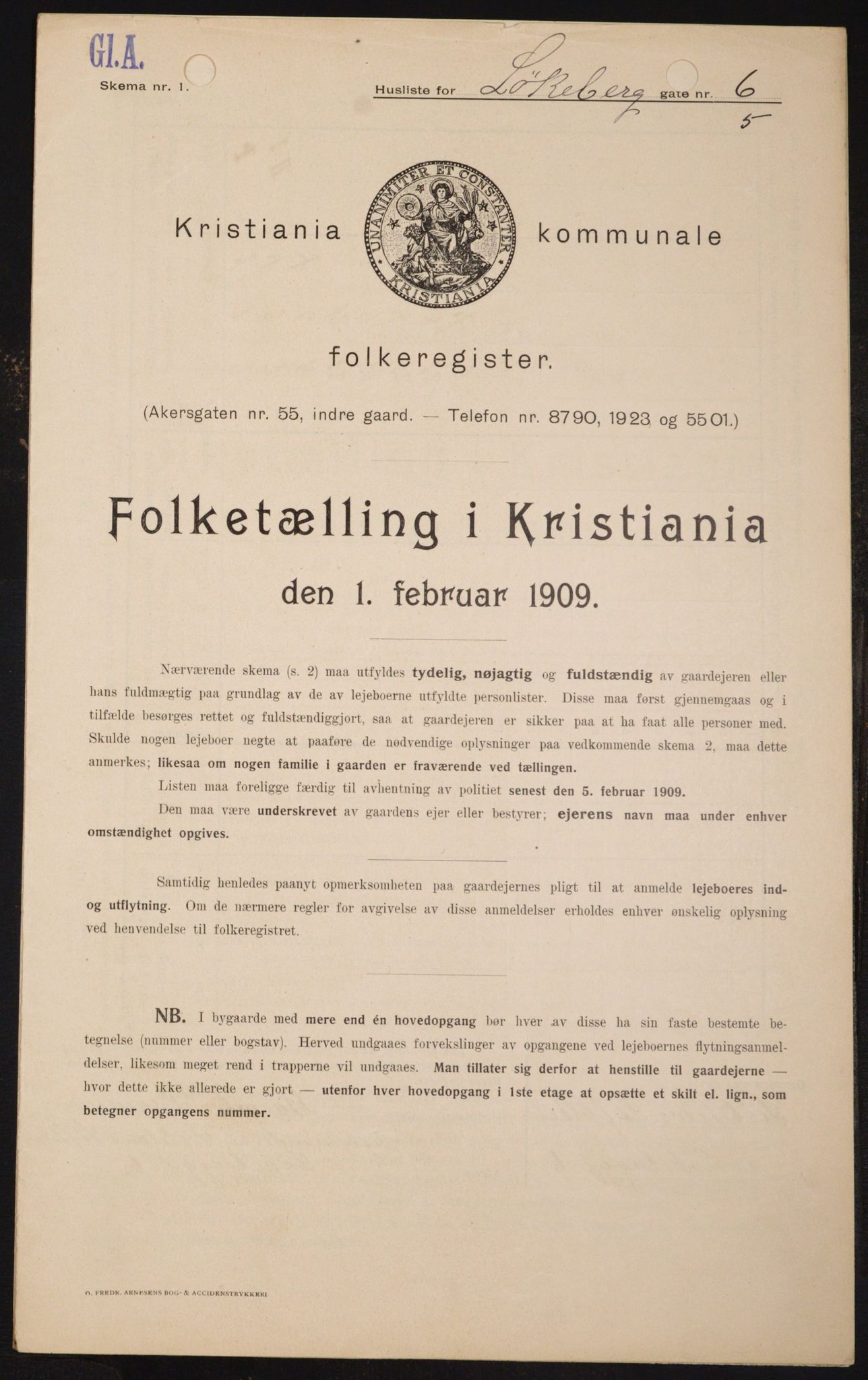 OBA, Municipal Census 1909 for Kristiania, 1909, p. 53251